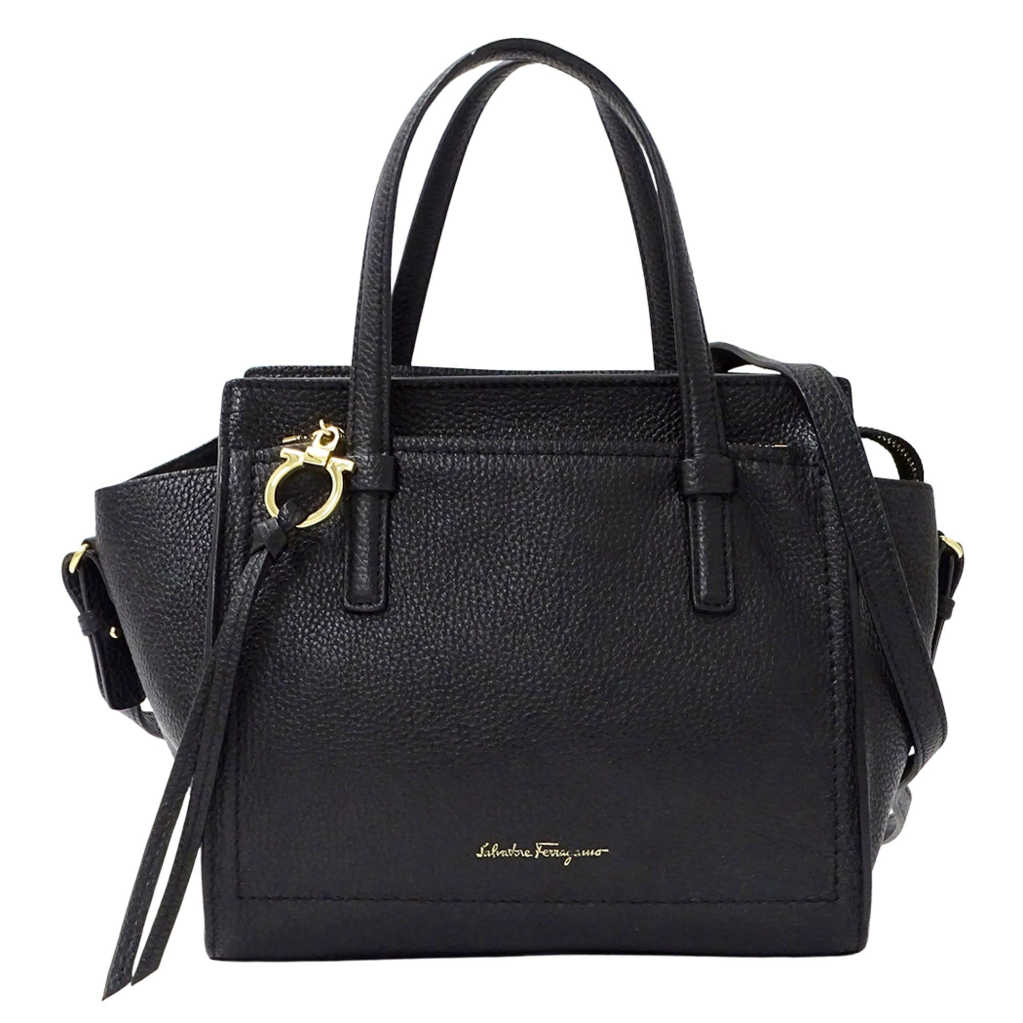 Salvatore Ferragamo Salvatore Ferragamo Ferragamo handbag for women, brand name, handbag/shoulder bag, 2-way, Gancini leather, black. Size ONE SIZE - 1 Thumbnail