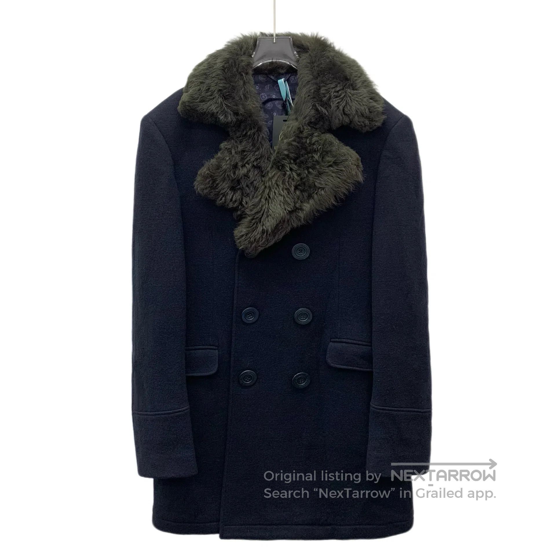 Etro ETRO Dark blue cotton fur collar double-breasted long slee Size US L / EU 52-54 / 3 - 1 Thumbnail