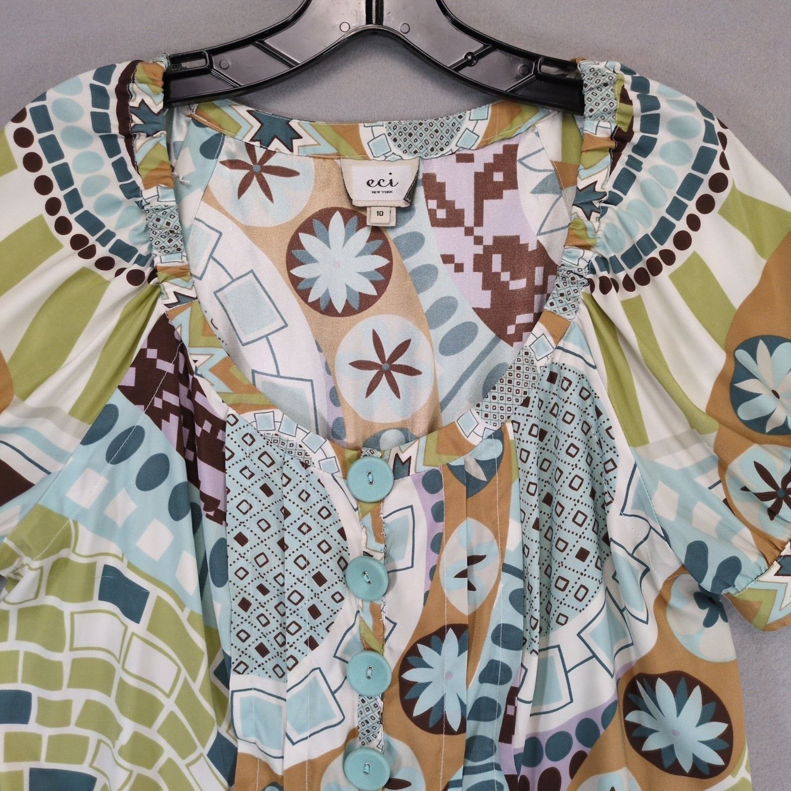 Other ECI NY Women's 10 Satin Whimsical Print Blouse Top Size L / US 10 / IT 46 - 5 Thumbnail