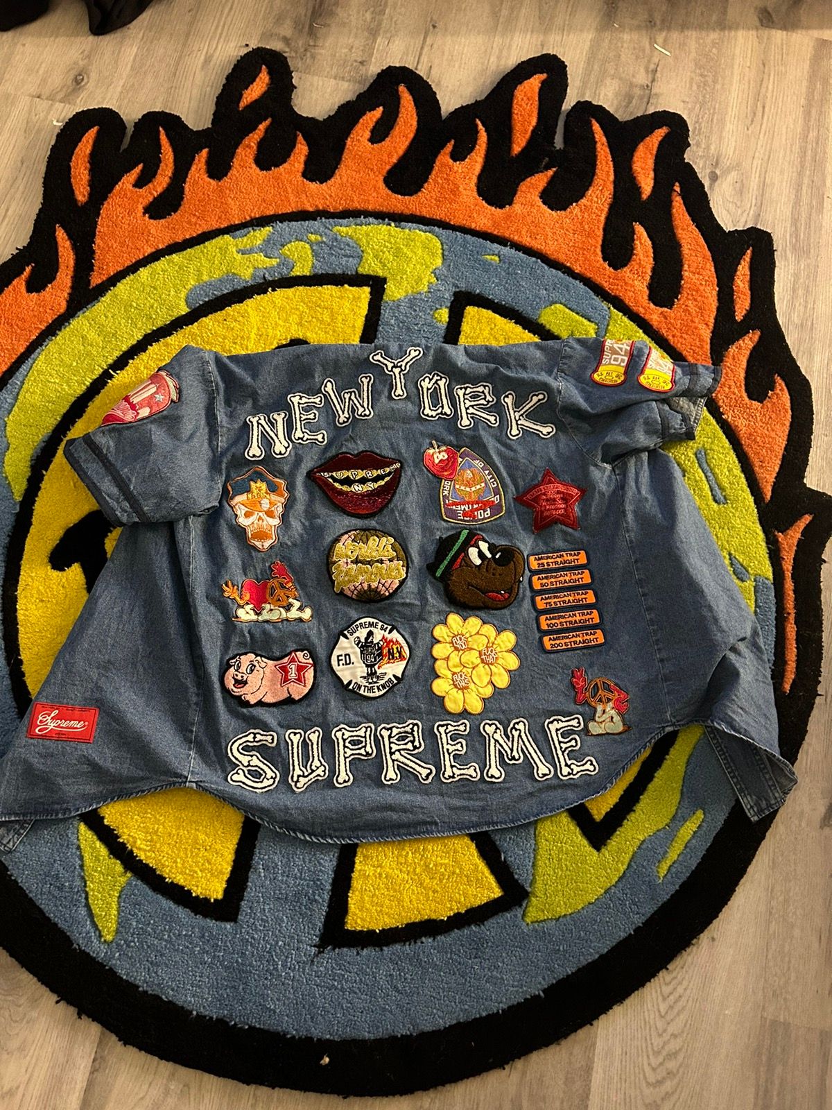 supreme patches denim trucker jacket