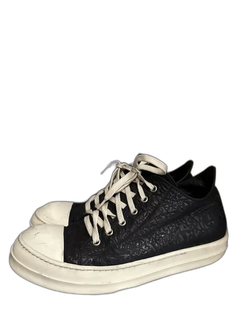 Rick Owens Low-Top Leather Sneakers with Scuffs
