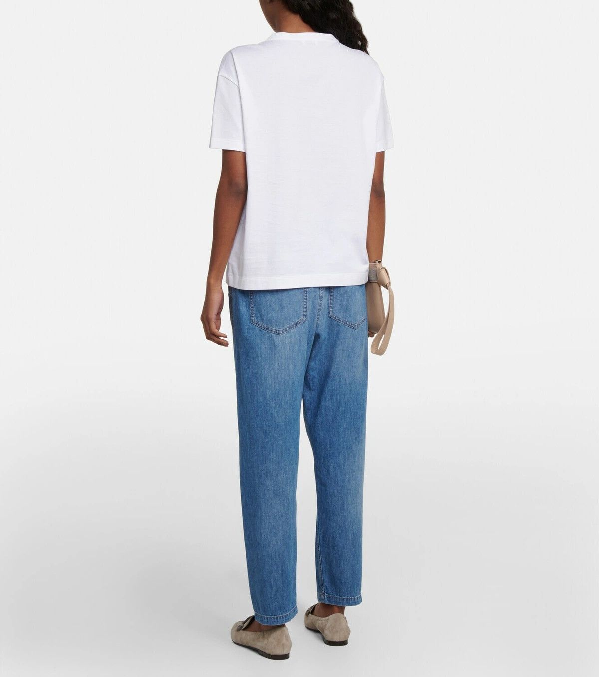 Brunello Cucinelli o1y0825 Crewneck Short Sleeves T-Shirt in White Size XXL / US 16-18 / IT 52-54 - 4 Thumbnail