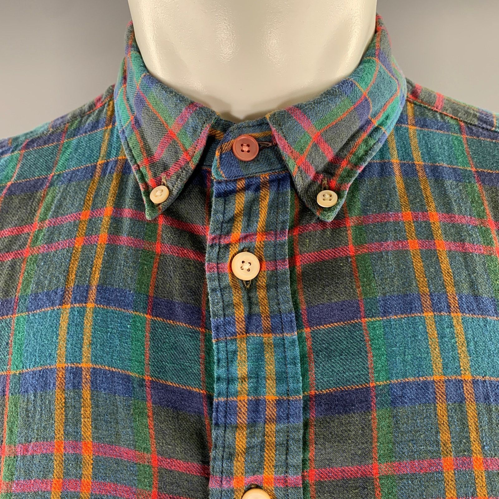 Paul Smith PS by PAUL SMITH M Blue Multi-Color Plaid Linen Cotton Shirt Size US M / EU 48-50 / 2 - 2 Thumbnail