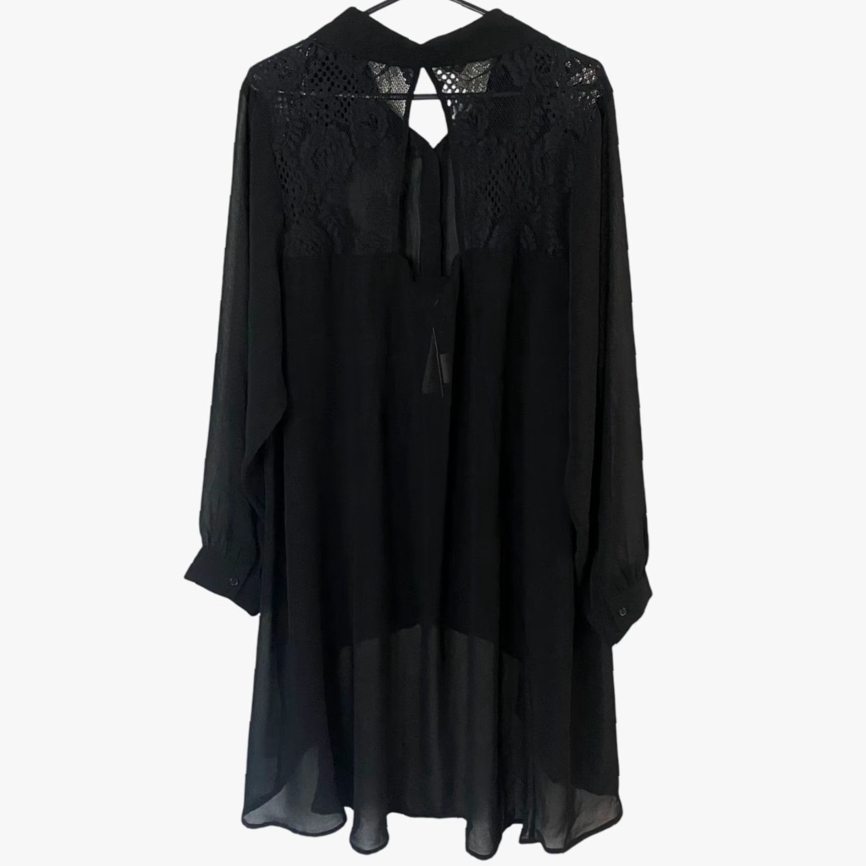Vintage VINTAGE City Chic Flutter Floral Lace Shirt Black Women's XL Sheer Button-Up Blouse New Size XL / US 12-14 / IT 48-50 - 3 Thumbnail