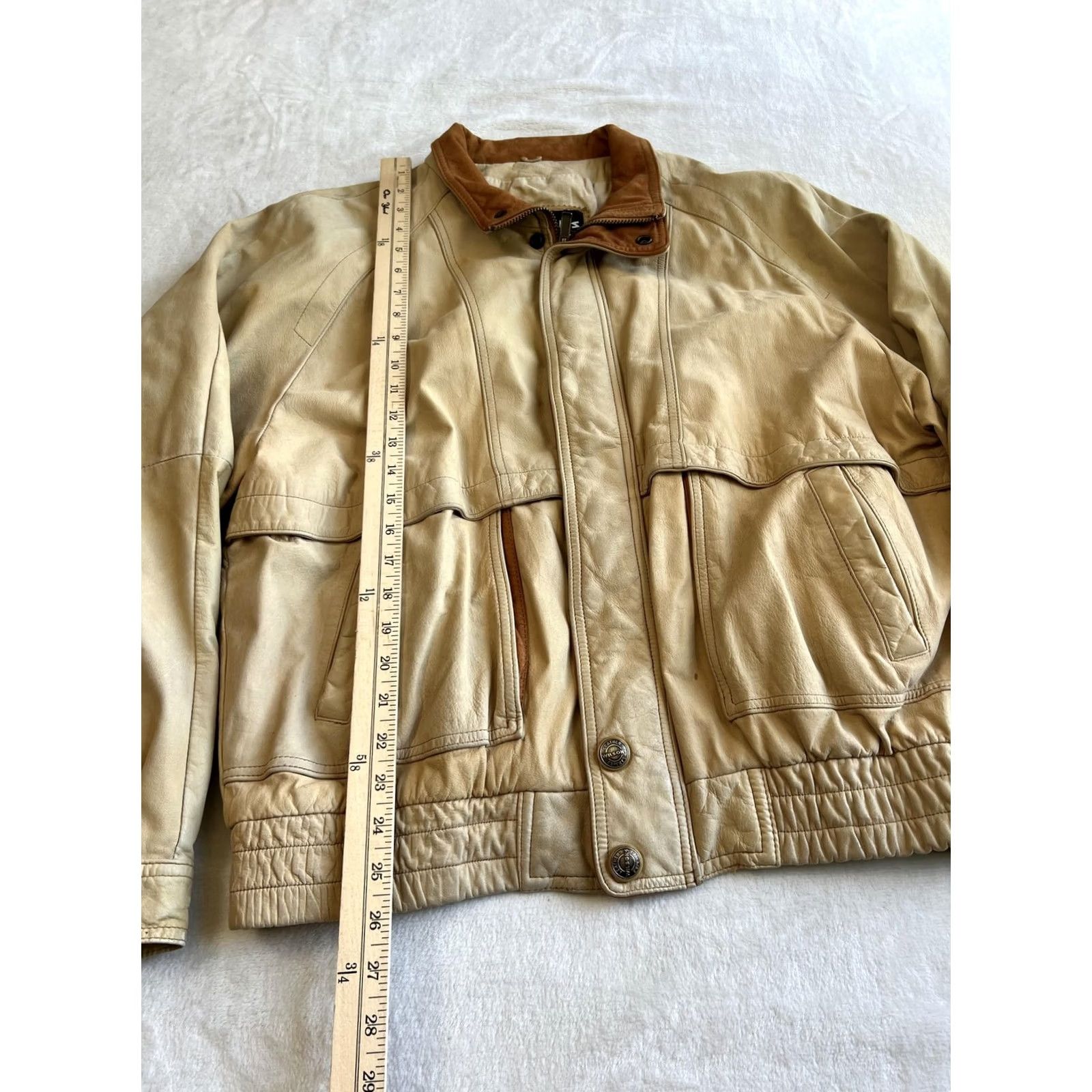 Vintage VINTAGE Wilsons Leather Jacket Mens Large Beige Bomber Elastic Hem Size US L / EU 52-54 / 3 - 7 Thumbnail