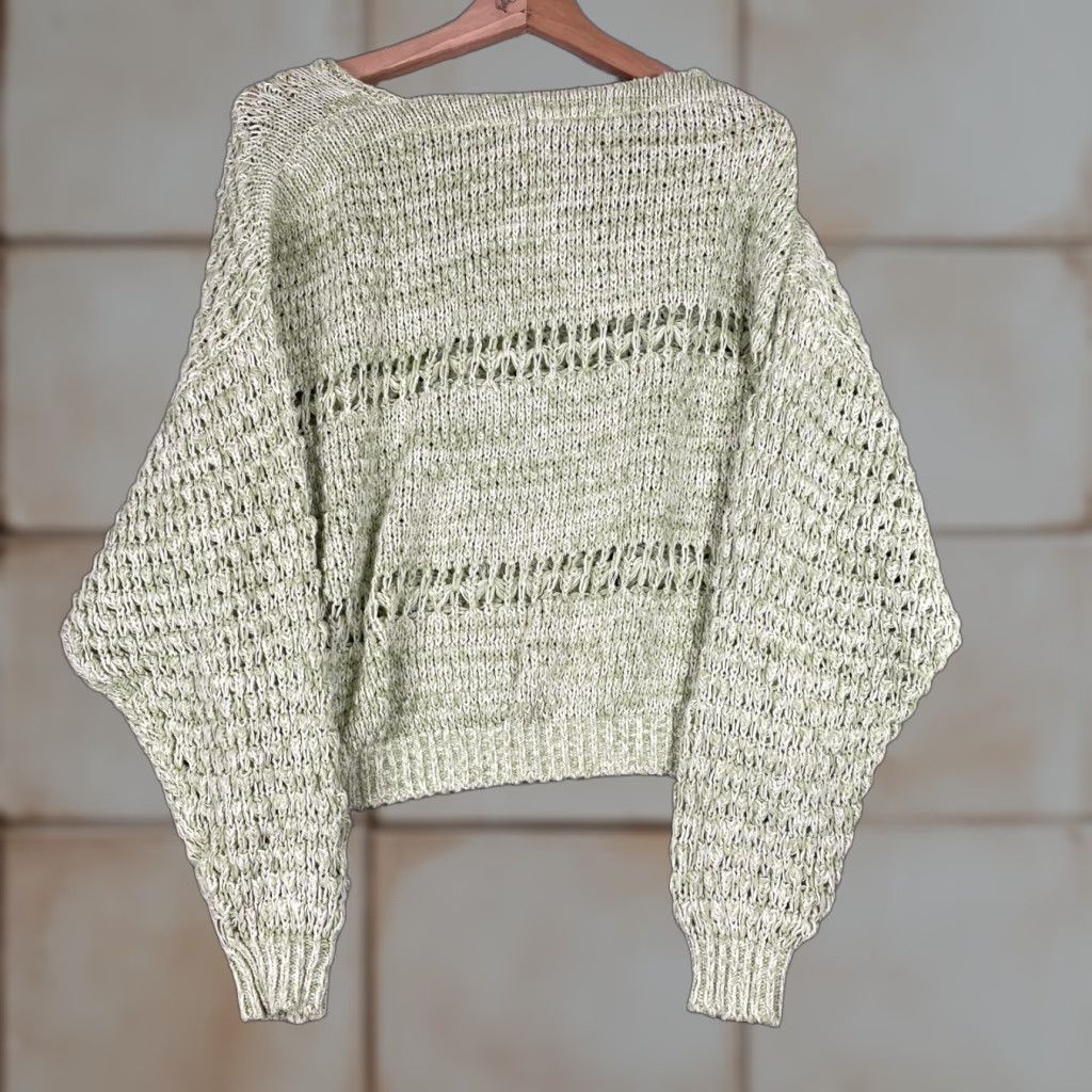 Free People VINTAGE? No. Free People Green Crochet Knit Sweater Womens XS Dolman Sleeve Pullover Boho Crochet Lightweight Open-Knit Slim? Size XS / US 0-2 / IT 36-38 - 1 Thumbnail