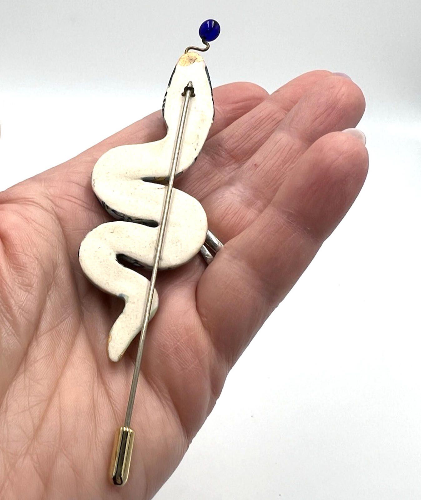 Other Cynthia Chuang Porcelain Checkered Whimsical Snake Stick Pin Size ONE SIZE - 5 Thumbnail