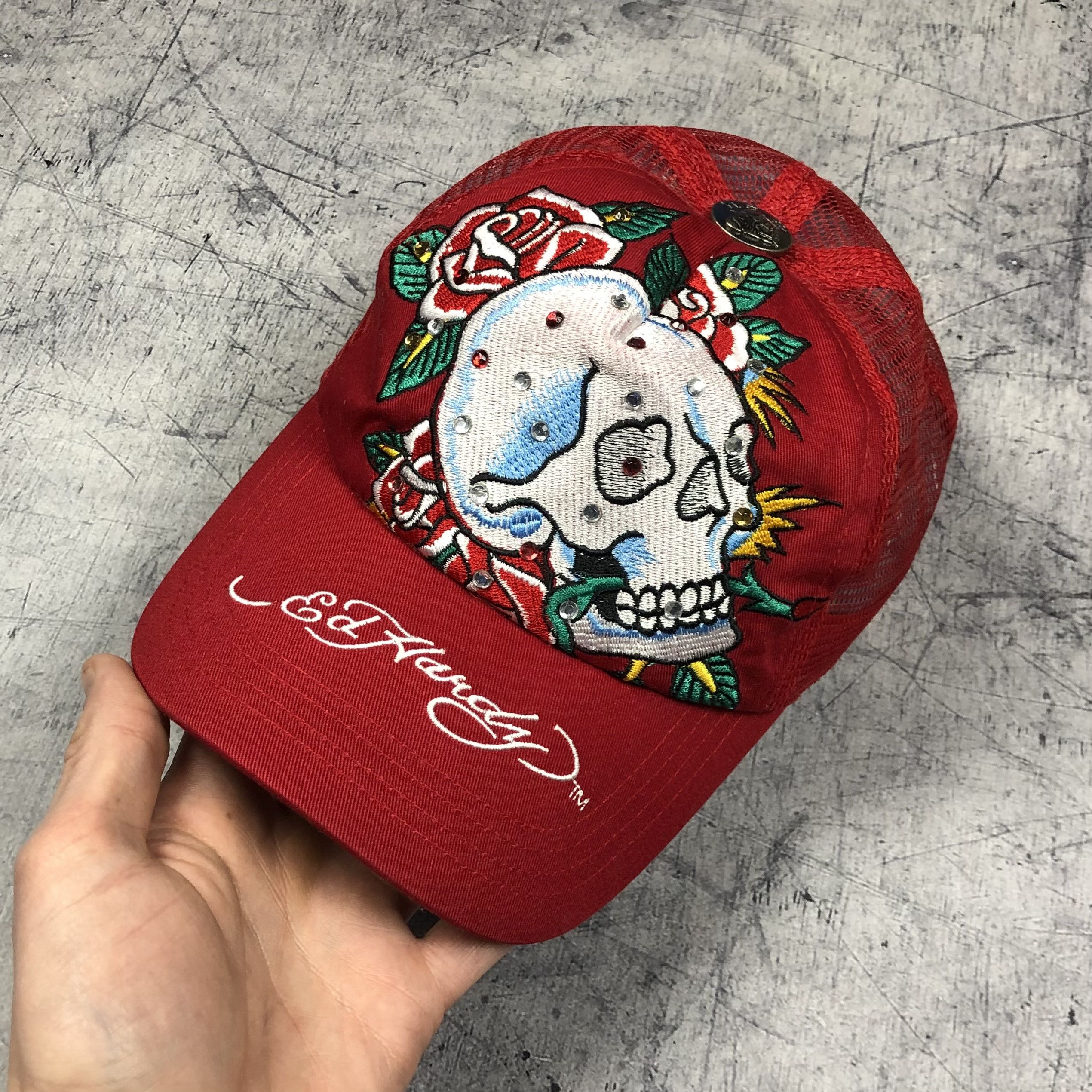Ed Hardy Vintage Ed Hardy Skulls Roses Trucker Cap Size ONE SIZE - 3 Thumbnail