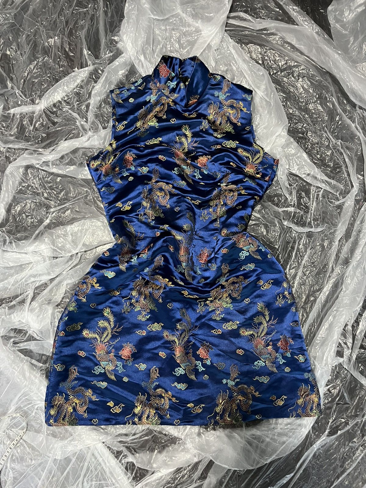 Japanese Brand × Vintage Blue Silk Dragon Dress Size M / US 6-8 / IT 42-44 - 1 Thumbnail