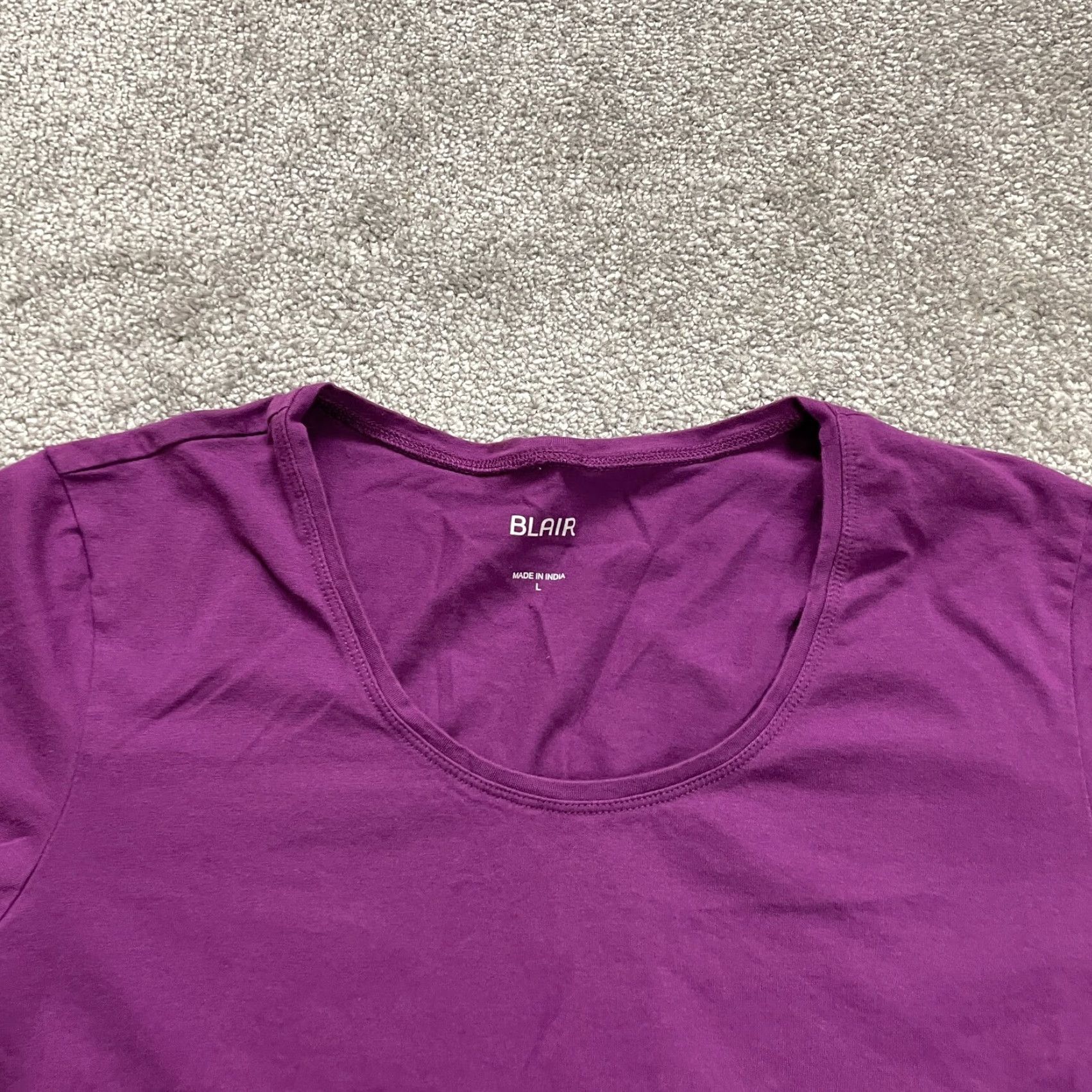 Blair Blair Basic T-Shirt Women's Large Purple Long Sleeve Scoop Neck Casual Top Size L / US 10 / IT 46 - 3 Thumbnail