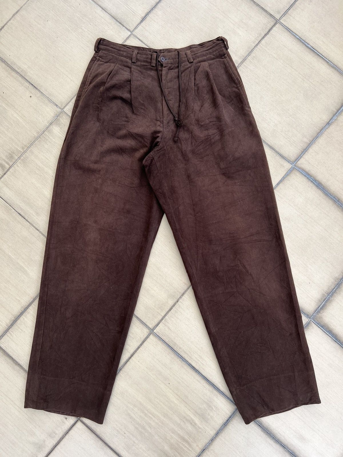 image of Mademoiselle Non Non x Vintage Papas Japan X Tessuti Sondrio Baggy Gabardine Trouser Pant in Brown 