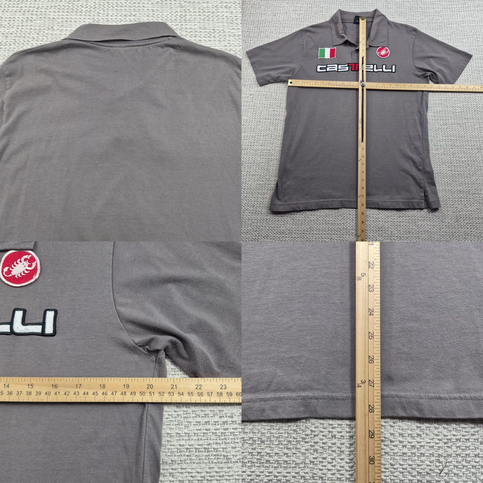 Vintage Castelli Polo Shirt Mens XL Gray Solid Italian Flag Logo Cycling Jersey Casual Size US XL / EU 56 / 4 - 8 Thumbnail