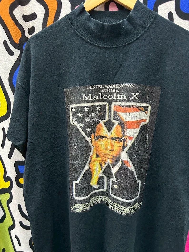 Vintage Vintage 90s Malcolm X Movie Danzel Washington tshirt size XL Size US XL / EU 56 / 4 - 1 Thumbnail