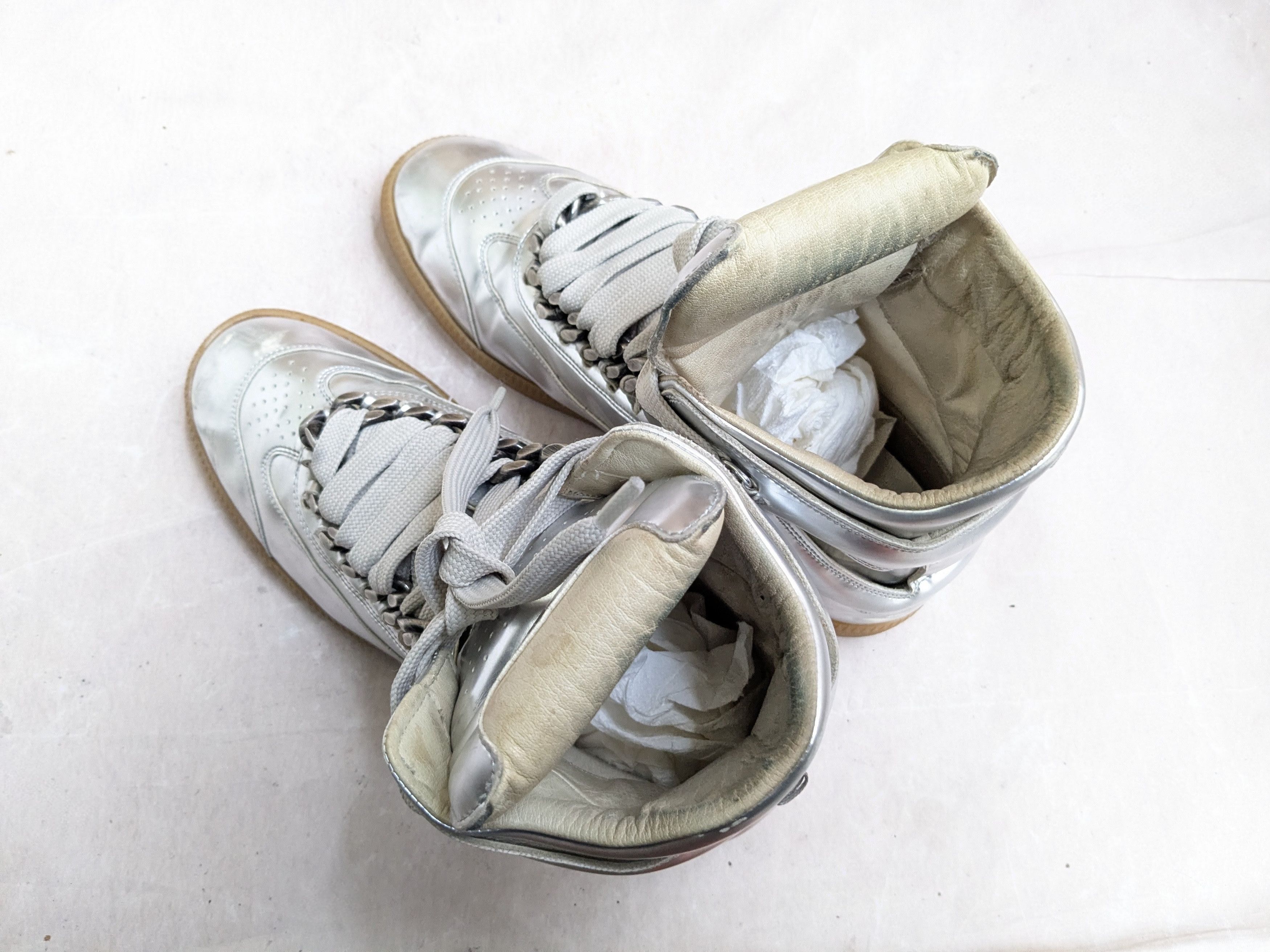Maison Margiela Maison Margiela Cuban Link High Top Sneakers 10 43 Silver Size US 10 / EU 43 - 14 Thumbnail