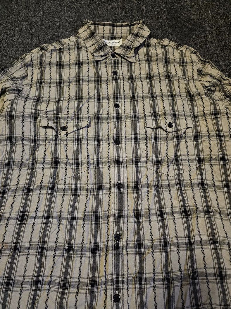 Saint Laurent Paris Saint Laurent Oversize Plaid Long Sleeve Shirt- Size US XL / EU 56 / 4 - 2 Thumbnail