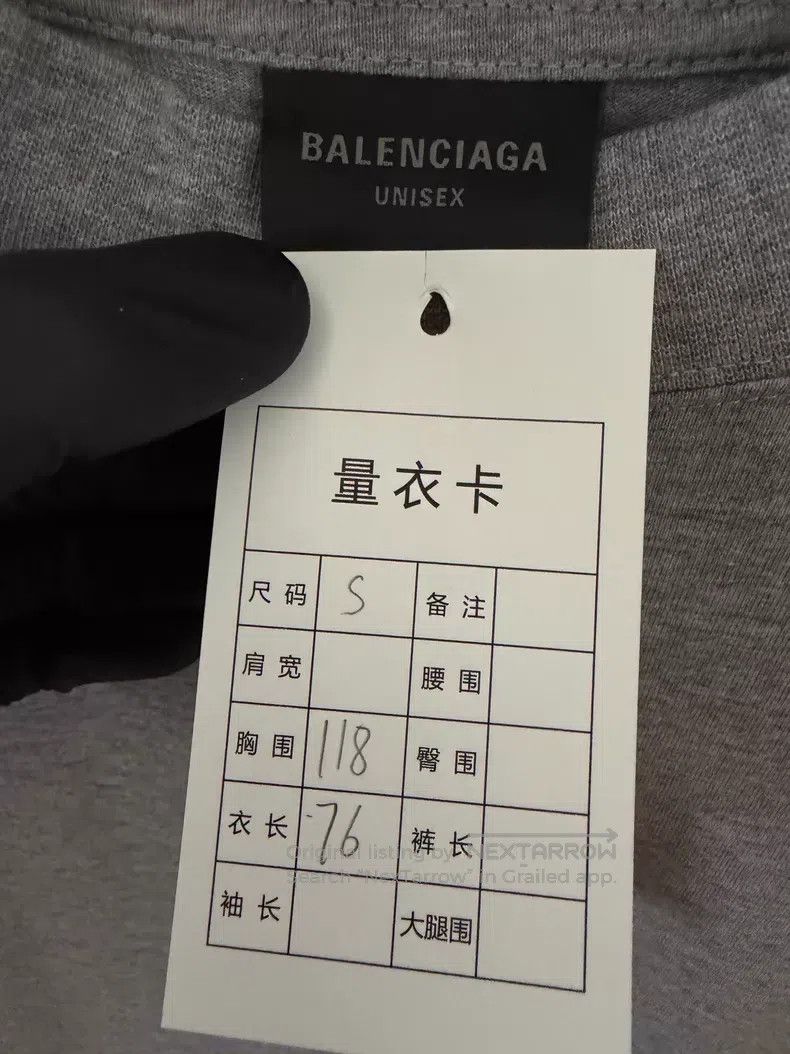 Balenciaga Balenciaga Grey New Tape Letter Short Sleeve Size US S / EU 44-46 / 1 - 3 Thumbnail