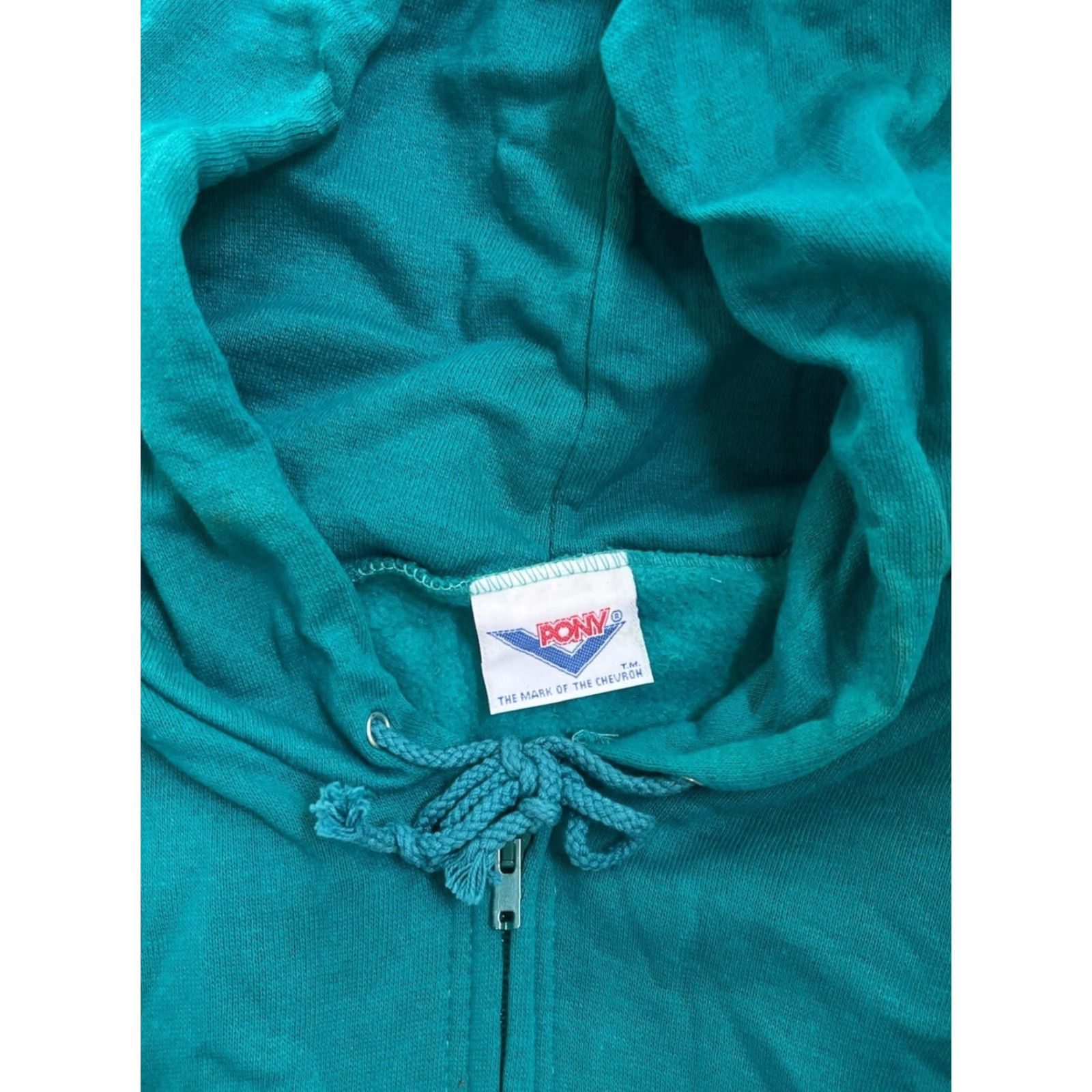 PONY VINTAGE PONY Hoodie Vest Sweatshirt Zip Blue 80s NWT XL Womens Deadstock Ch evron Logo Pocketed Hooded Mature? Size XL / US 12-14 / IT 48-50 - 5 Thumbnail