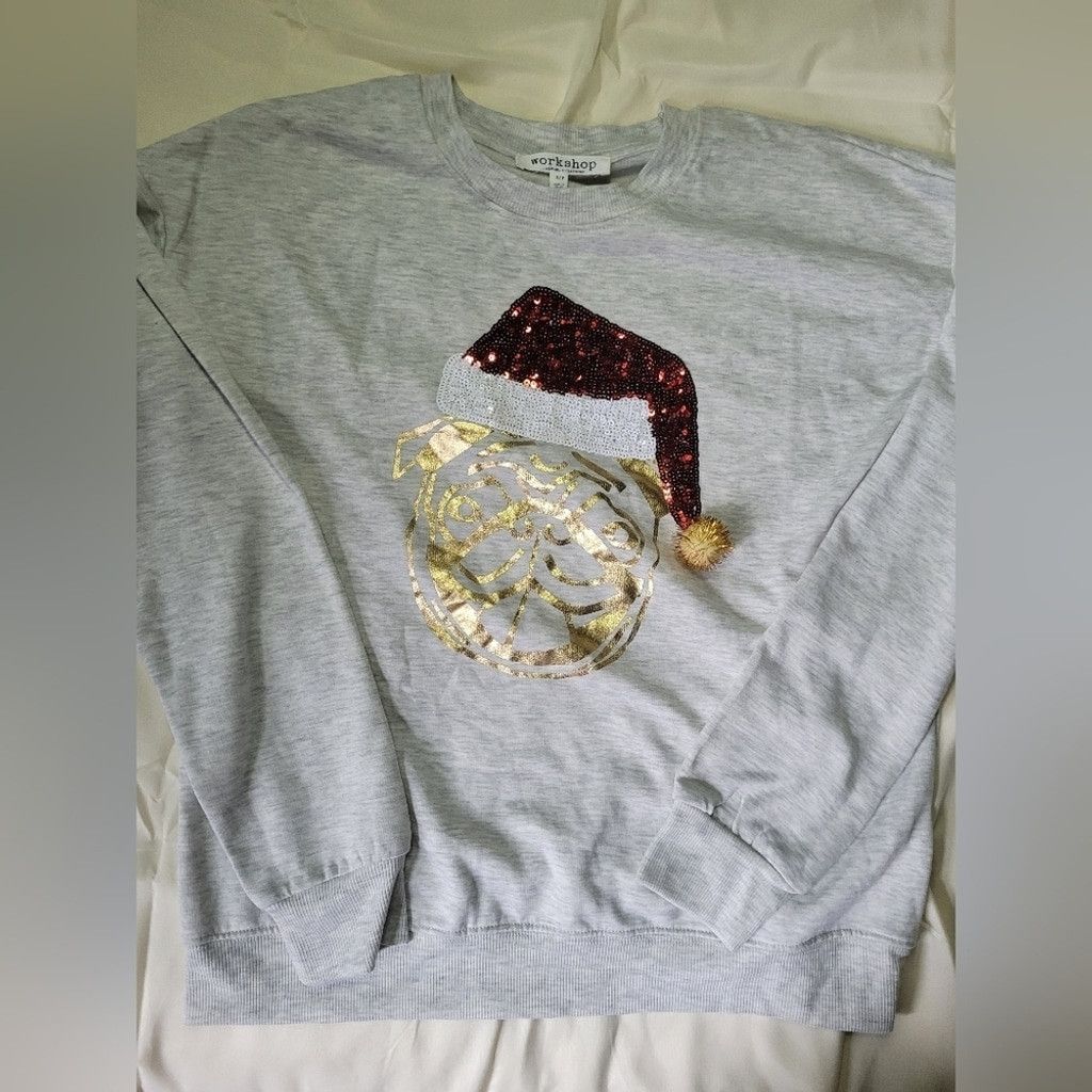 PRIX WORKSHOP Workshop, Christmas sweatshirt, bulldog, small, nwot Size S / US 4 / IT 40 - 1 Thumbnail