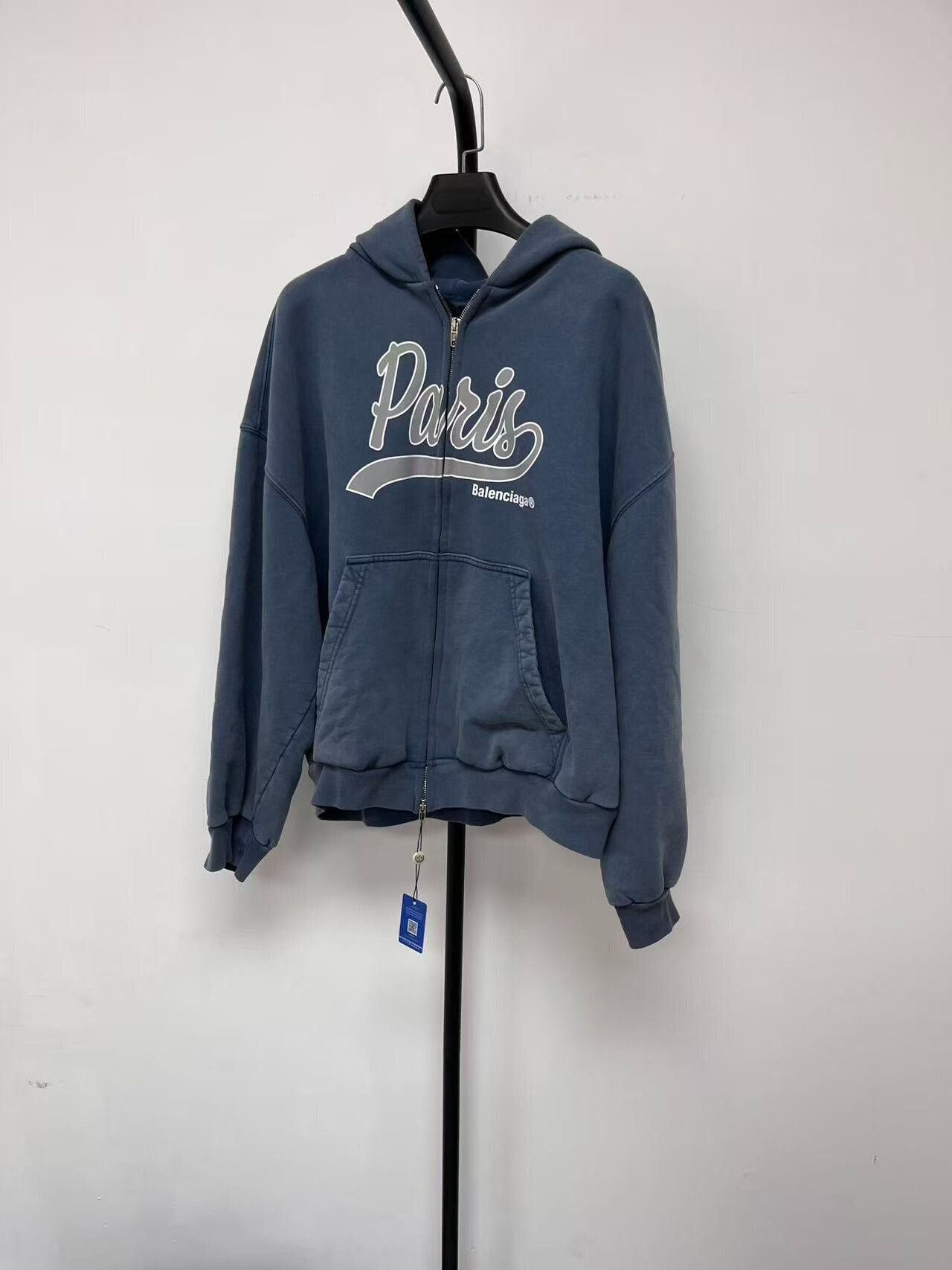 Balenciaga balenciaga blue zip-up hooded sweatshirt Size US M / EU 48-50 / 2 - 1 Thumbnail