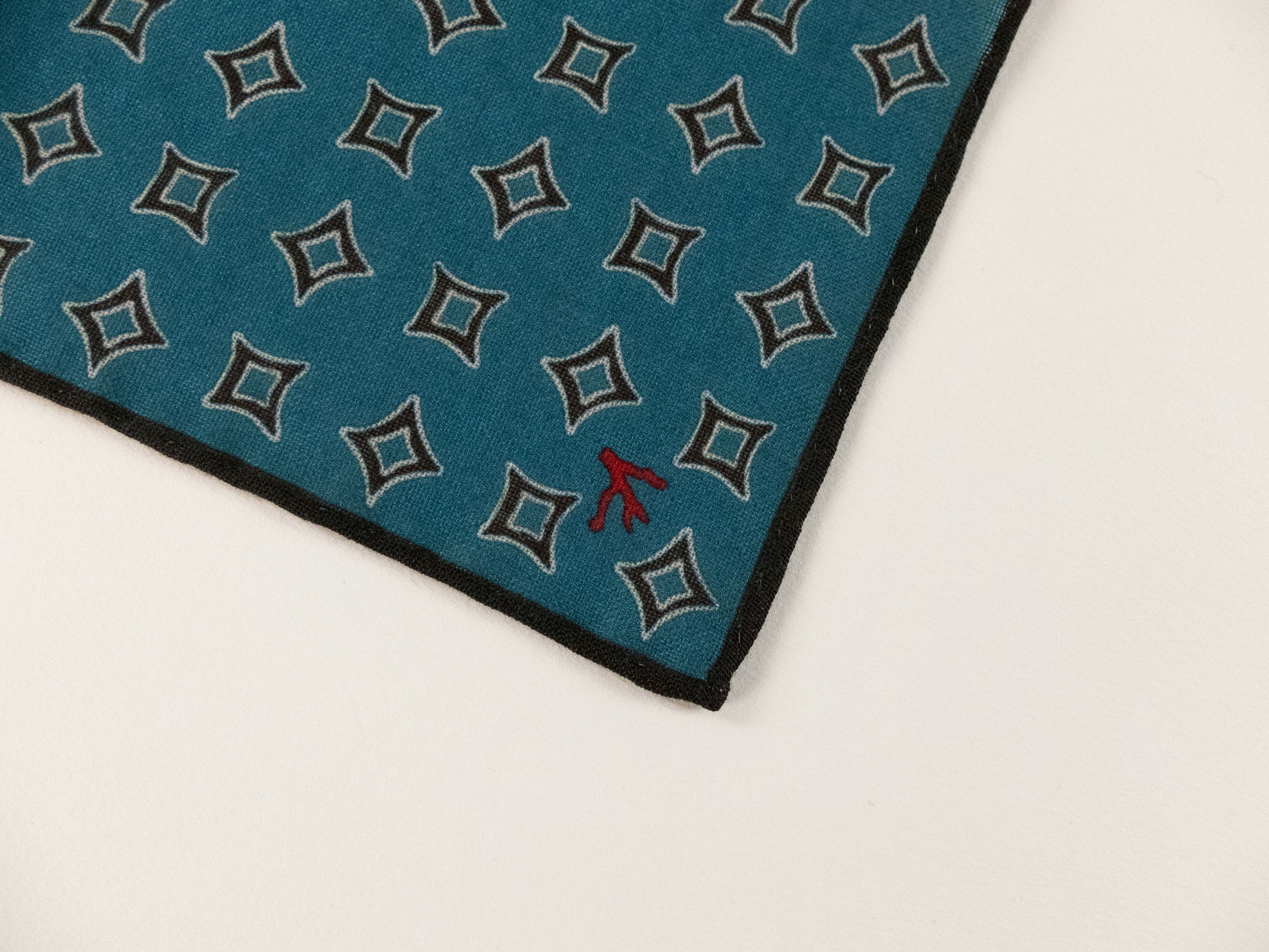 Isaia ISAIA Napoli blue geometric print wool pocket square Size ONE SIZE - 2 Thumbnail