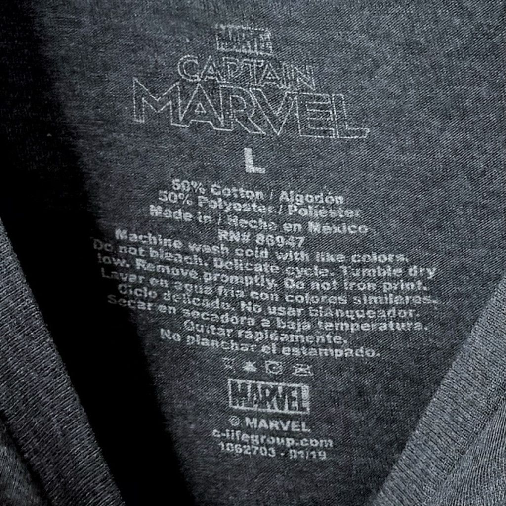 Marvel Comics MARVEL Men's Grey Captain Marvel Punk Rock Graphic T-shirt L Size US L / EU 52-54 / 3 - 3 Thumbnail