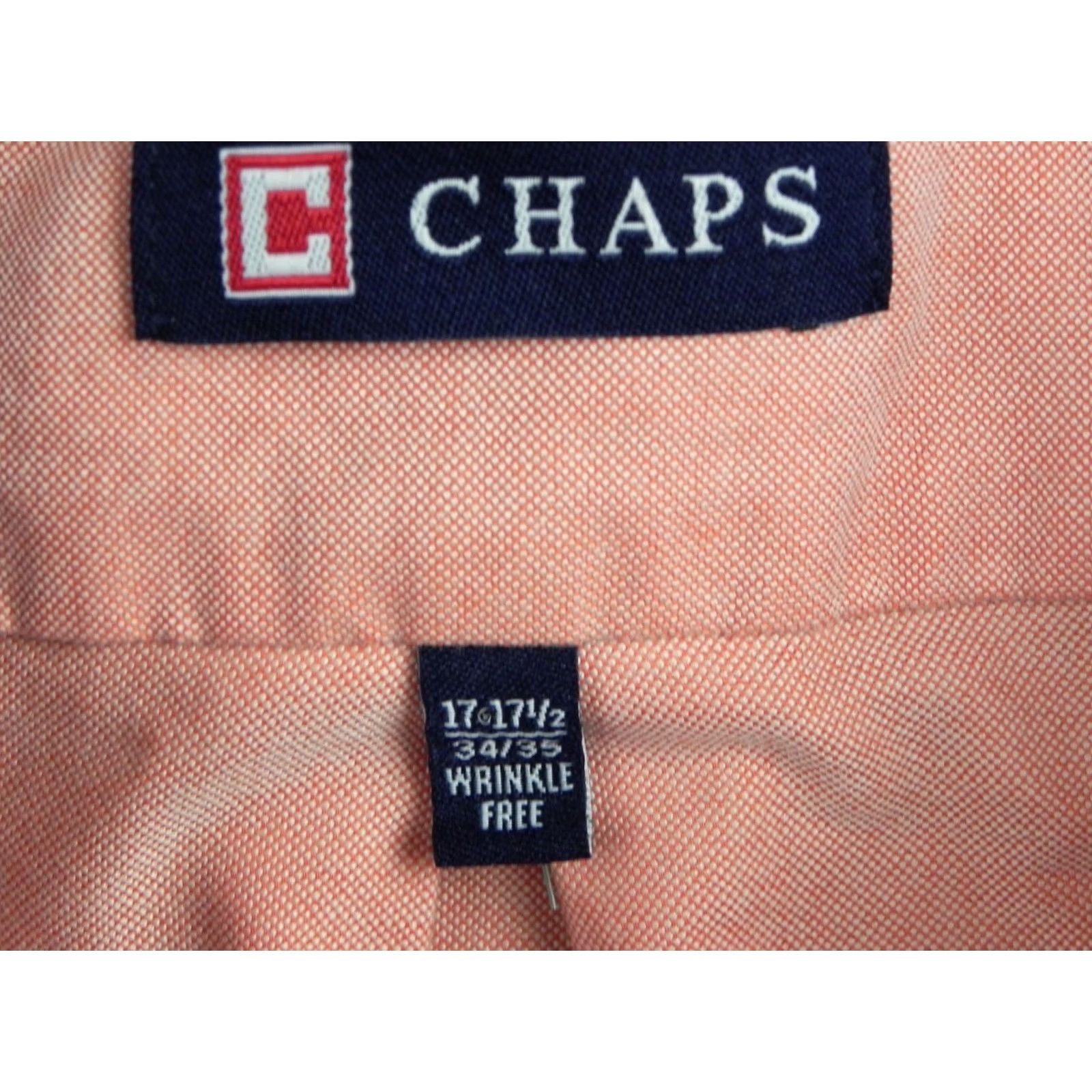 Chaps Classic Oxford Button Up Mens Shirt - Peach Color - 34/35 Size - Chaps Brand Size US XXL / EU 58 / 5 - 6 Thumbnail
