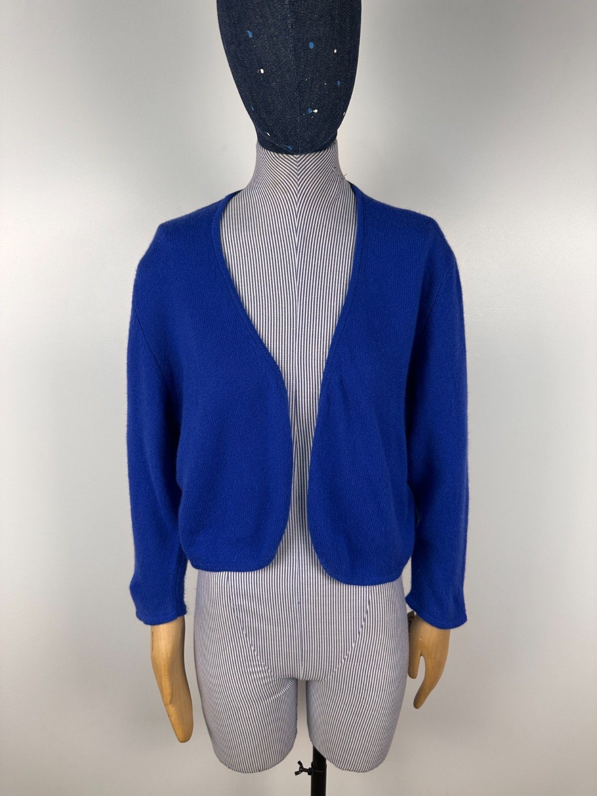 Other Denner 100% Cashmere Blue Bolero Cardigan Womens Size L Size L / US 10 / IT 46 - 1 Thumbnail