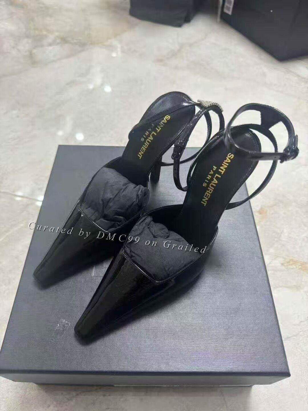 Saint Laurent Paris Saint Laurent Pointed Toe Buckle Stiletto Pumps Size US 4 / IT 34 - 1 Thumbnail