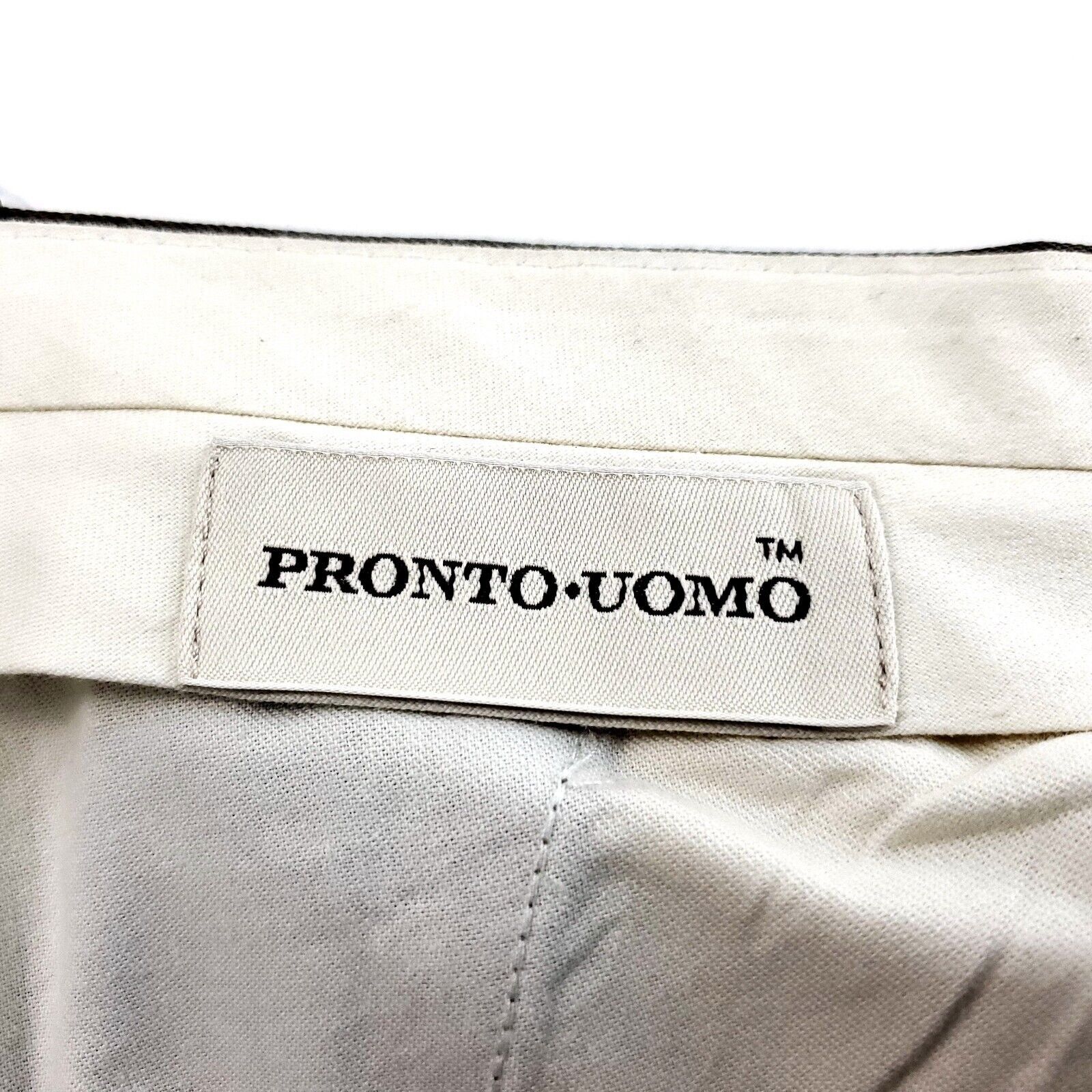 Pronto Uomo Pronto Uomo Worsted Wool Beige High Rise Pleated Cuffed Dres Size 42R - 3 Thumbnail
