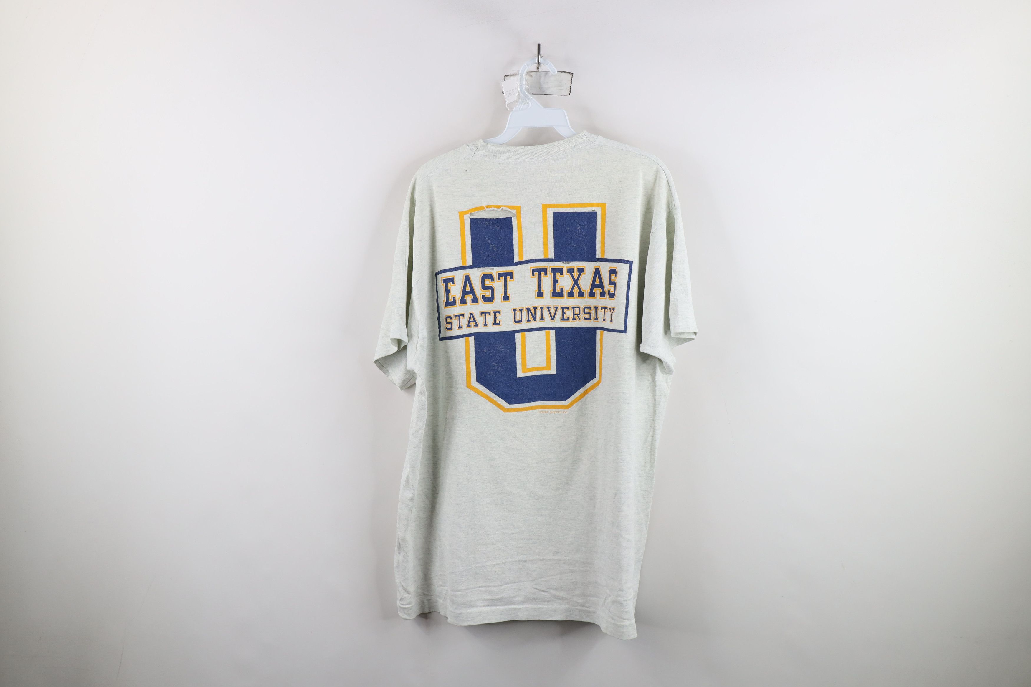 Vintage Vintage 90s East Texas State University T-Shirt Heather Gray Size US XL / EU 56 / 4 - 12 Thumbnail