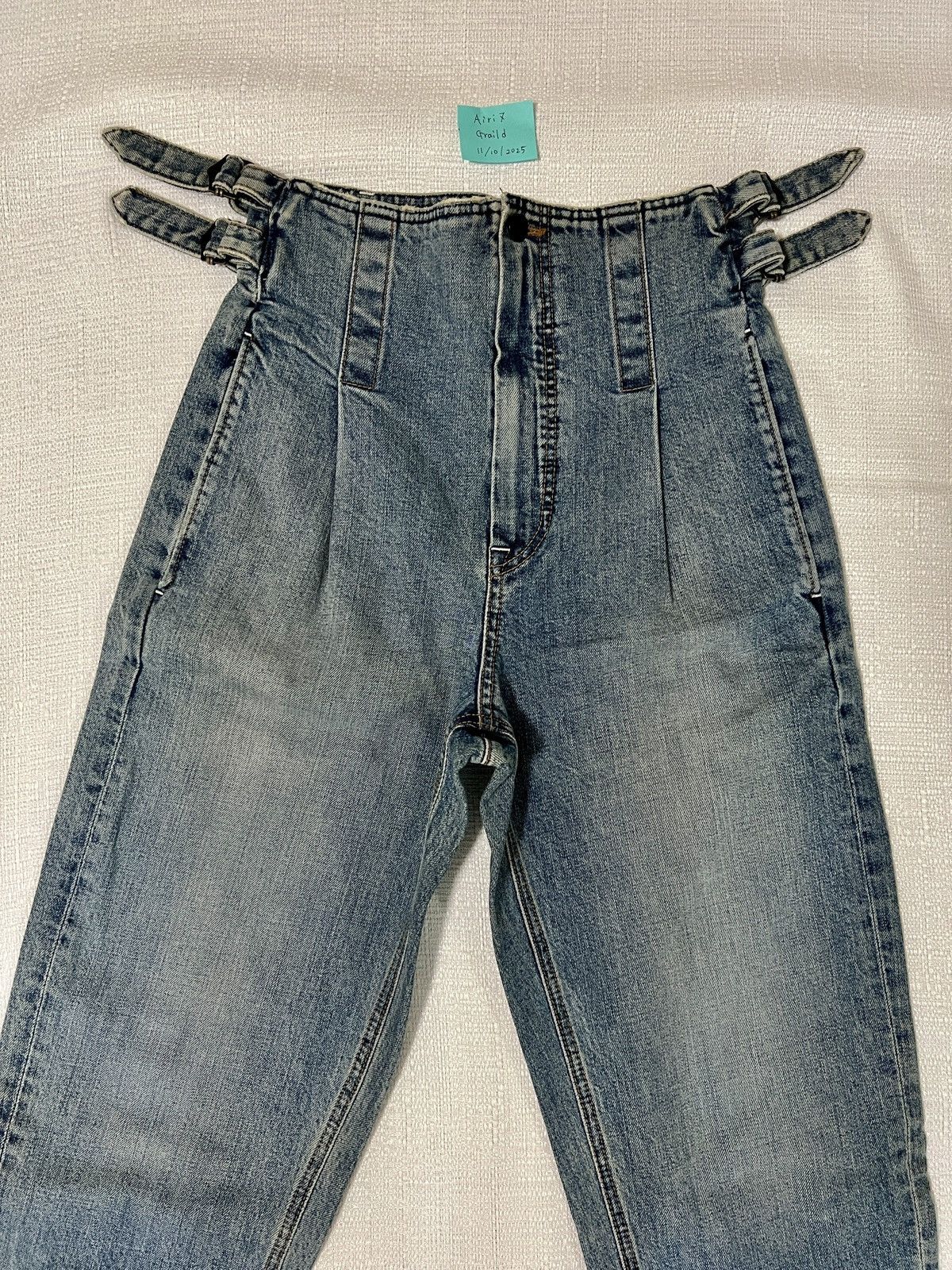 Colovos COLOVOS Buckle Waist Blue Denim Straight Barrel Leg Size 27" / US 4 / IT 40 - 2 Thumbnail