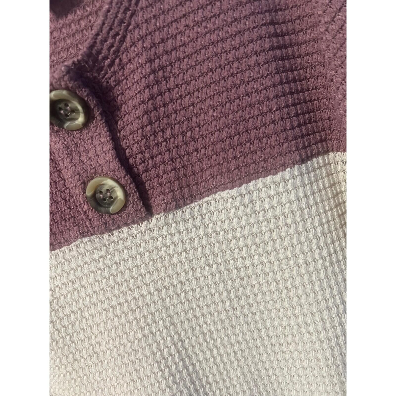 Other Daytrip Henley Top Womens Small Mauve Cream Waffle Knit Size S / US 4 / IT 40 - 4 Thumbnail