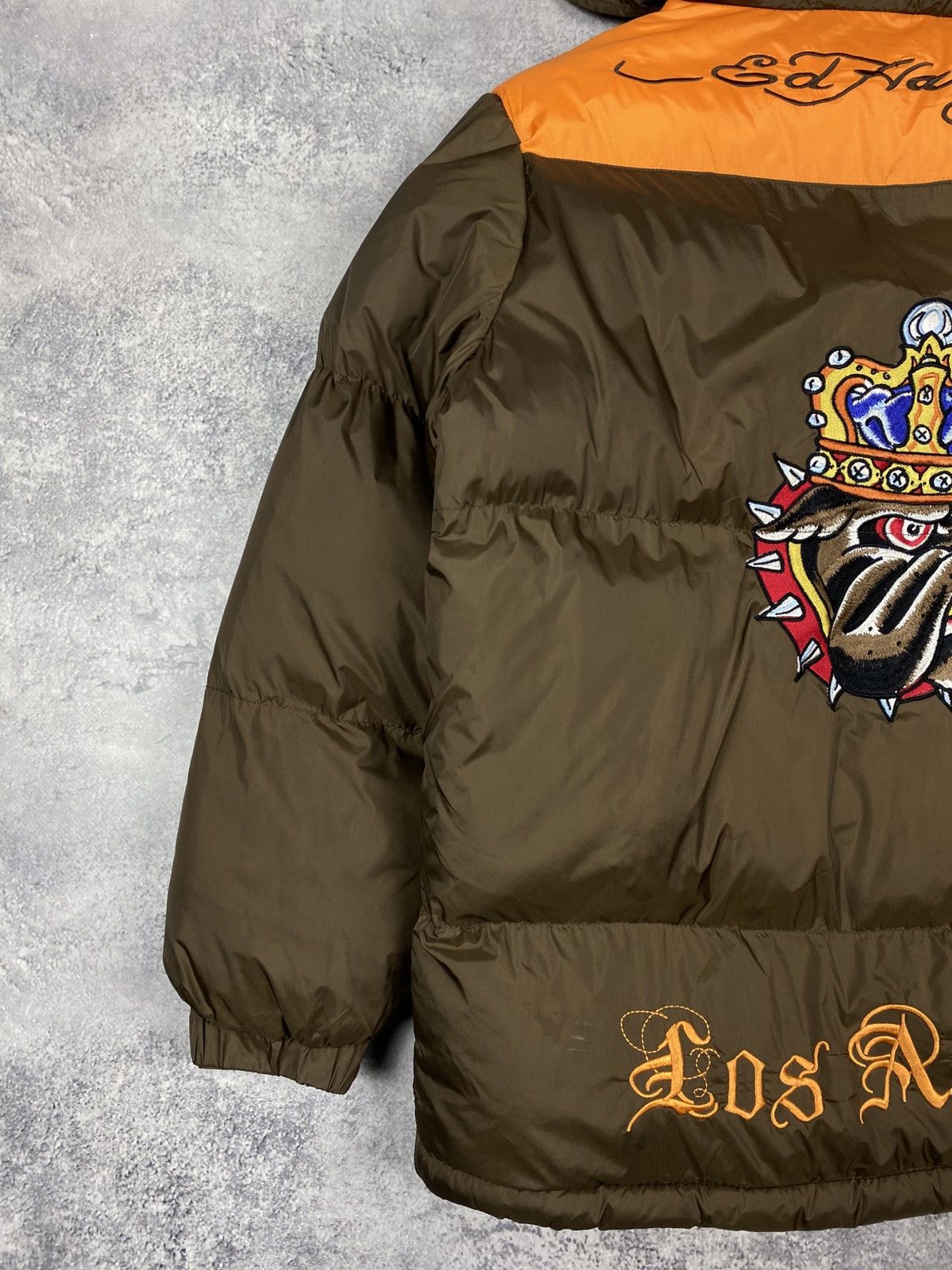 Ed Hardy Ed Hardy by Christian Audigier Y2K Boys Puffer Jacket Brown Size US XXS / EU 40 - 7 Thumbnail