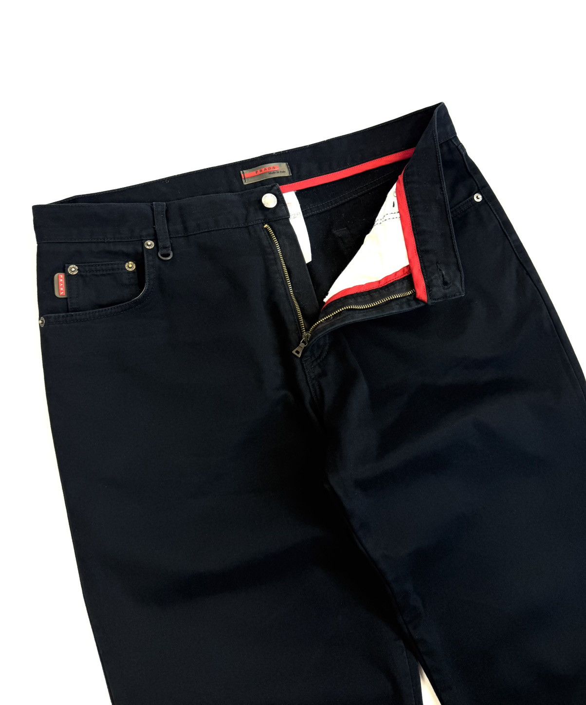 Prada 90-00s Prada Linea Rossa Archive Black Pants Red Tab Vintage Size US 38 / EU 54 - 7 Thumbnail