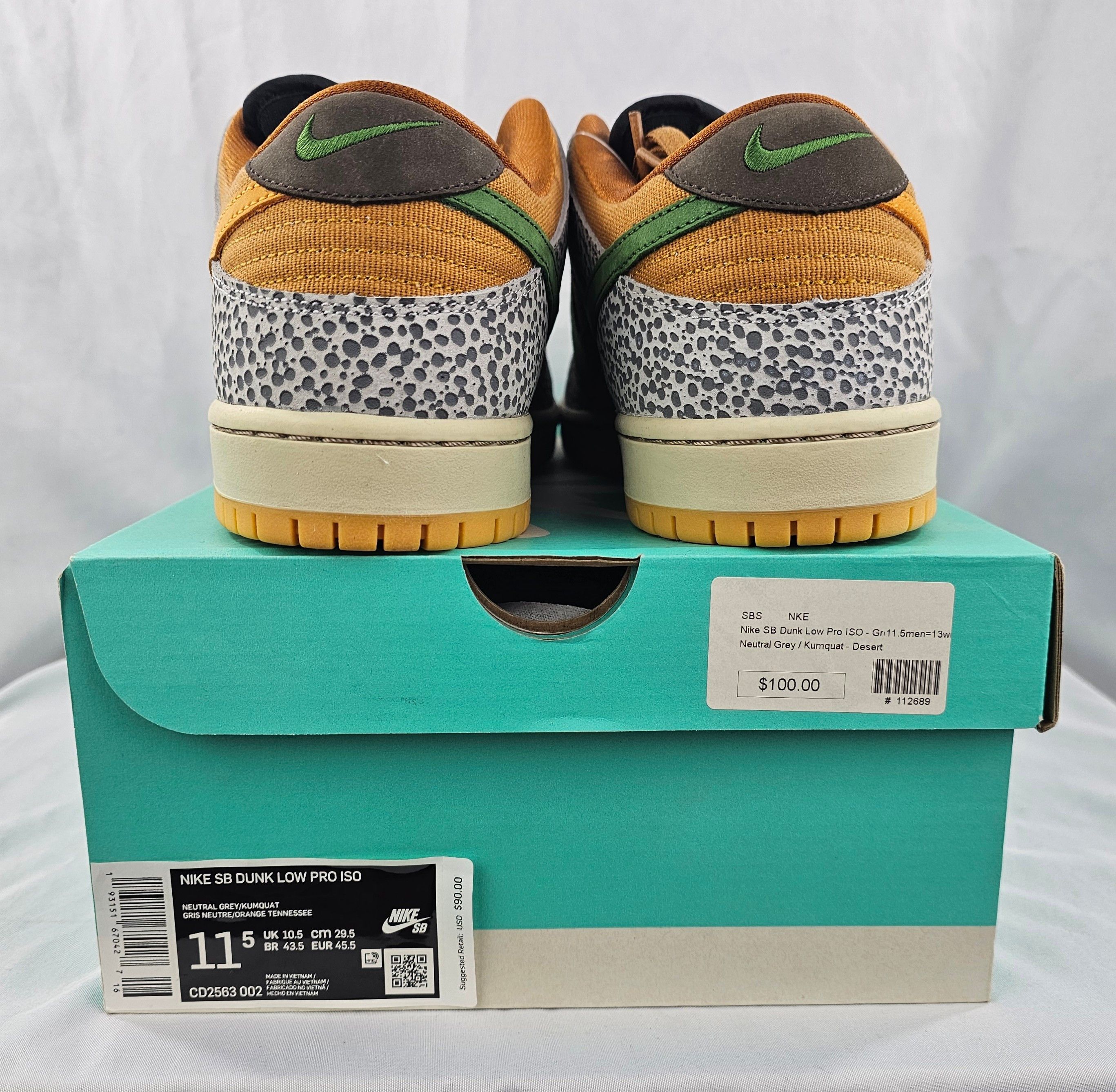 Nike Nike SB Dunk Low Safari Orange Cement Men's Size BRAND NEW Size US 11.5 / EU 44-45 - 9 Thumbnail