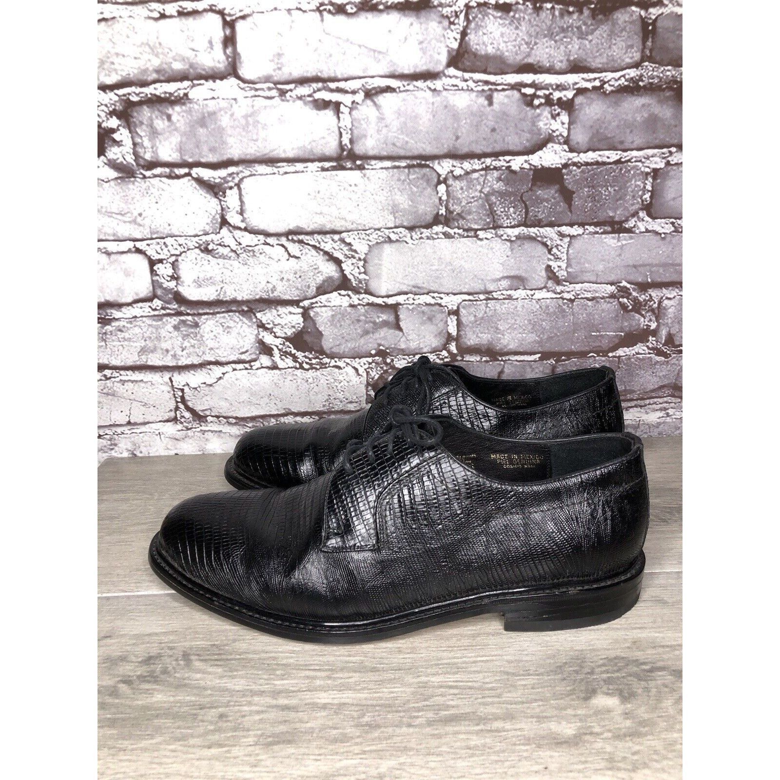 Other Monaco Goodyear Welt Black Leather Croc Oxfords Dress Shoes Size US 10.5 / EU 43-44 - 19 Thumbnail