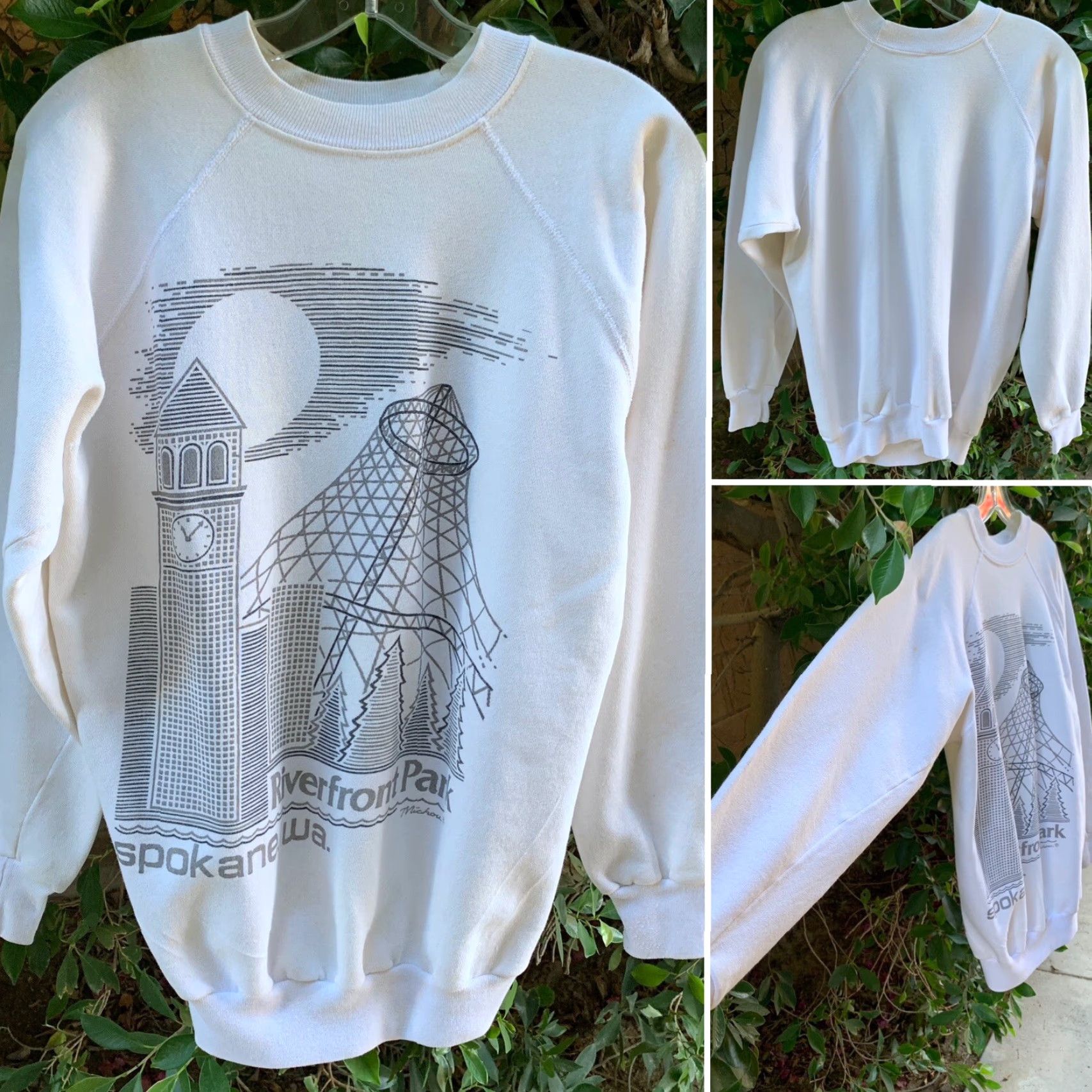 Vintage Vintage Riverfront Park Spokane Wa Raglan Sweatshirt Sweater Jumper M L Shirt White 1980s Womens Mens Size M / US 6-8 / IT 42-44 - 7 Thumbnail