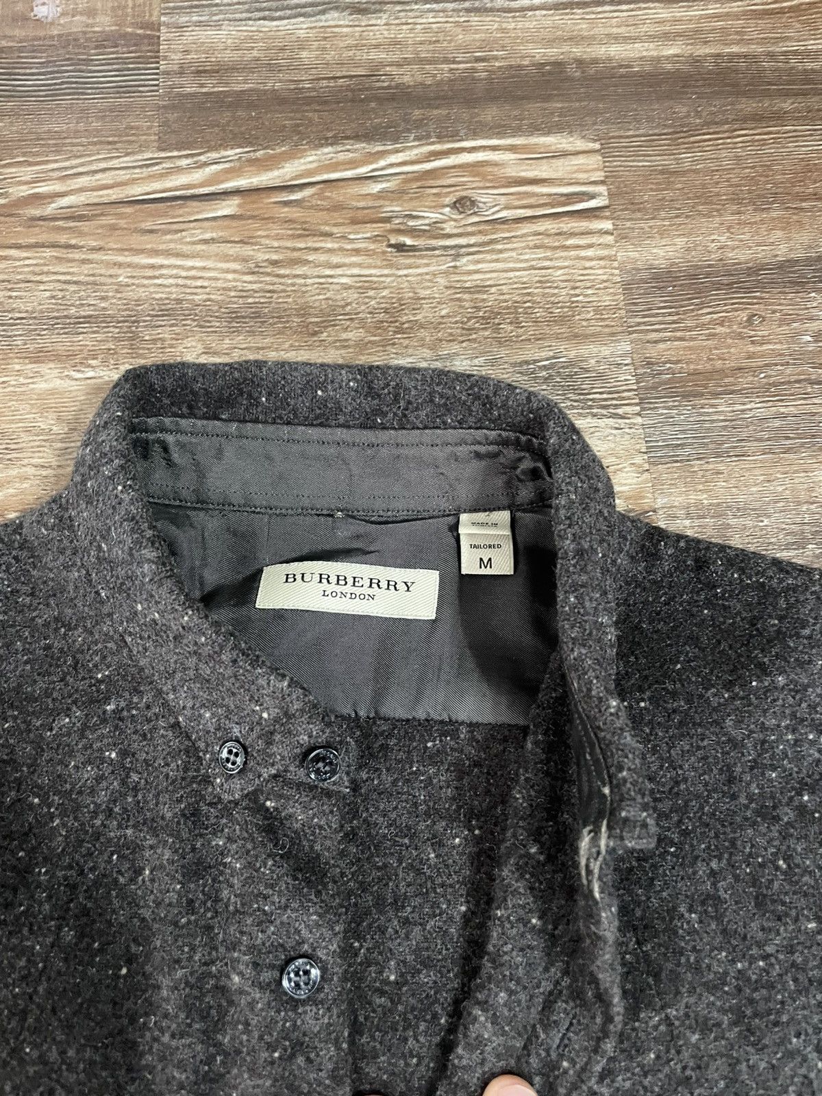 Burberry Wool Cashmere Blend Button Up Shirt Dark Grey Speckled ru Size US M / EU 48-50 / 2 - 4 Thumbnail