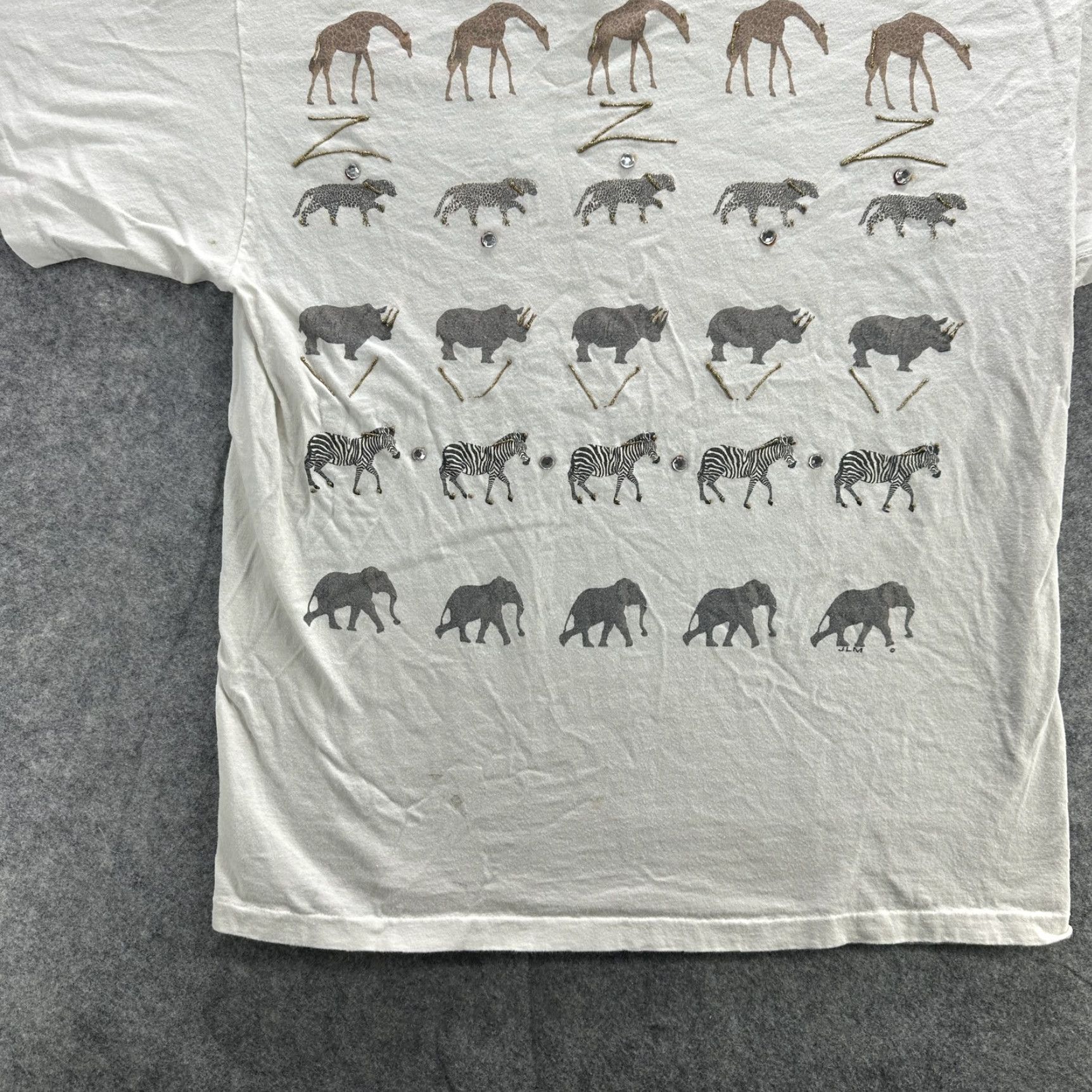 Vintage VINTAGE JLM Fashion Group Safari Animal Embroidered T-Shirt Mens Large White 90s Wildlife Collection Size US L / EU 52-54 / 3 - 2 Thumbnail