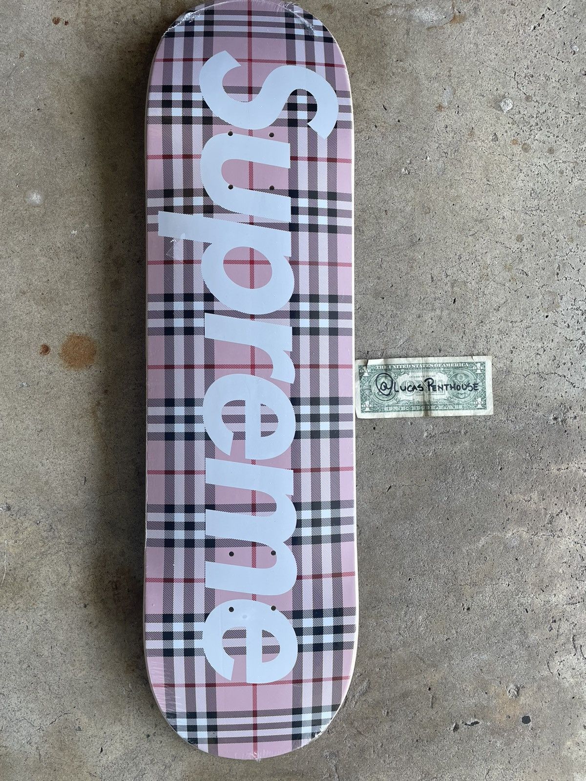 image of burberry Pink Plaid Skateboard, Men's