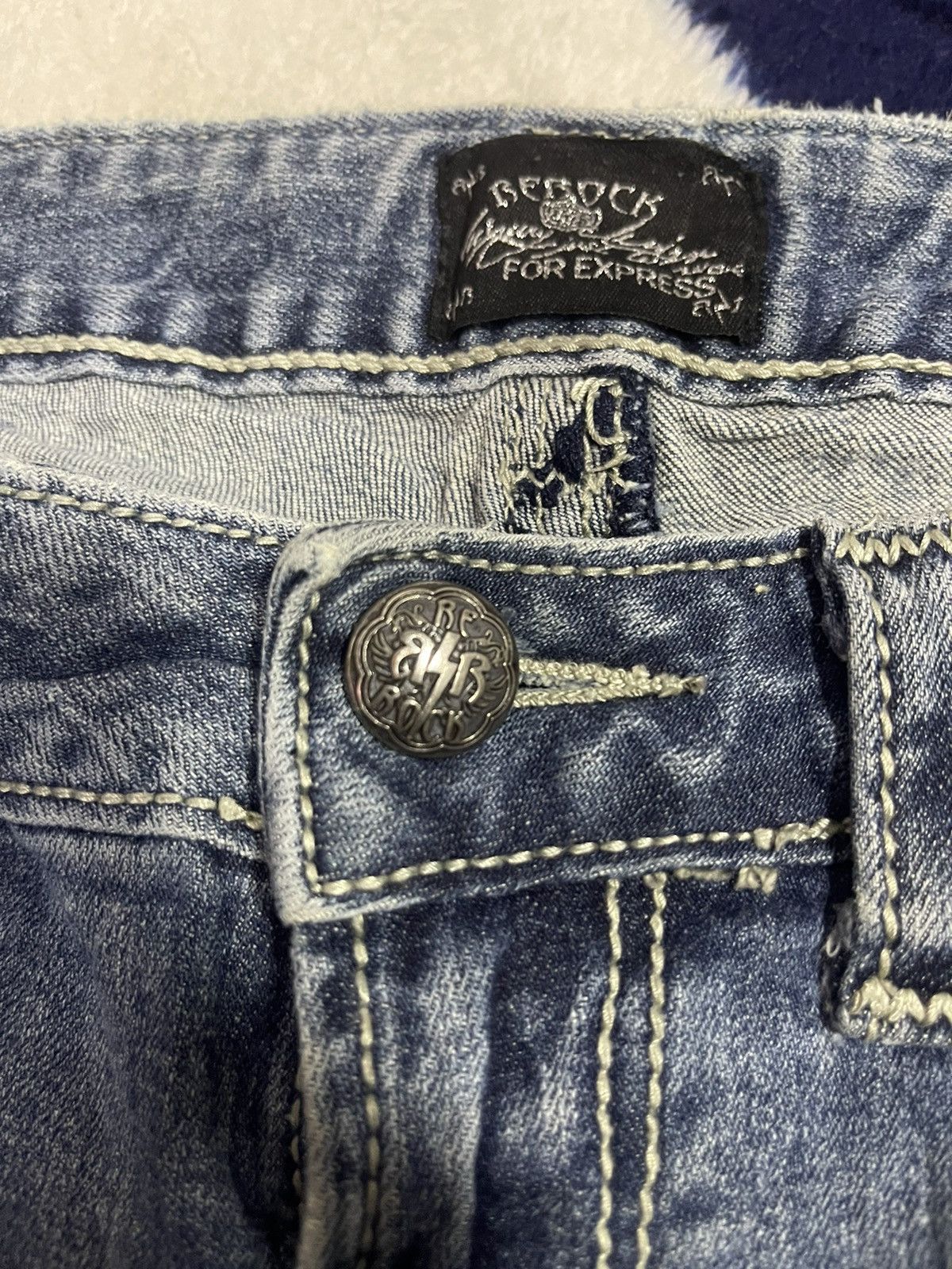 Japanese Brand Ne Rock for Express Distressed Flare Jeans (14) Size 33" - 11 Thumbnail