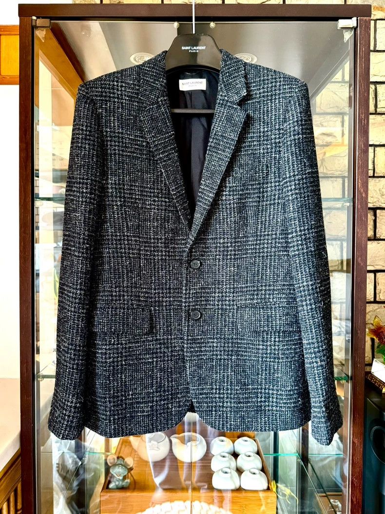 Saint Laurent Paris Saint Laurent Black Gray Prince of Wales Blazer Size US M / EU 48-50 / 2 - 1 Thumbnail