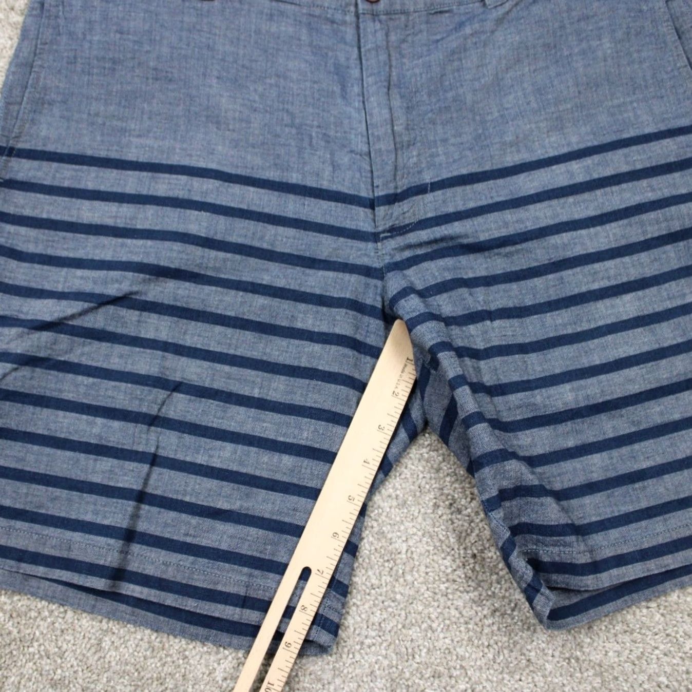 J.Crew J.CREW Stanton Shorts Mens 38 Blue Striped Chino Flat Front Cotton 9" inseam Size US 38 / EU 54 - 3 Thumbnail