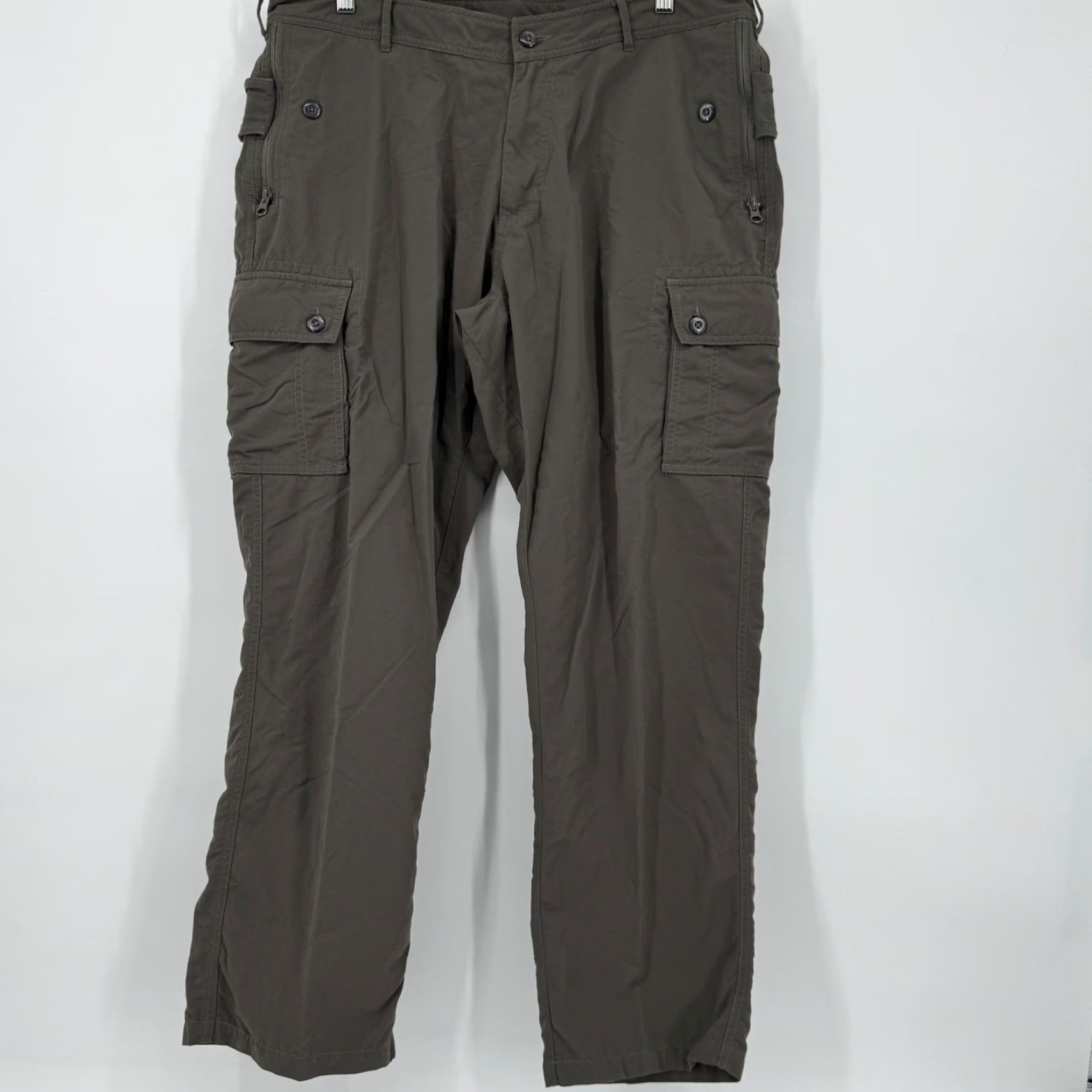 Vintage Clothing Arts Pants Cargo Men's 38x30 Gray Nylon Zip Pockets Hiking Cargo Pocket Slash Pocket Army Military Style Workwear Casual Travel Size US 38 / EU 54 - 4 Thumbnail