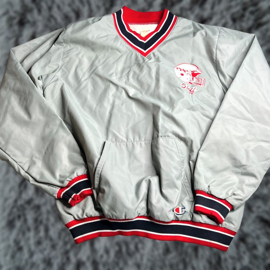 Champion VINTAGE Champion Panthers Staff Pullover Jacket XL Gray Nylon Size US XL / EU 56 / 4 - 1 Thumbnail