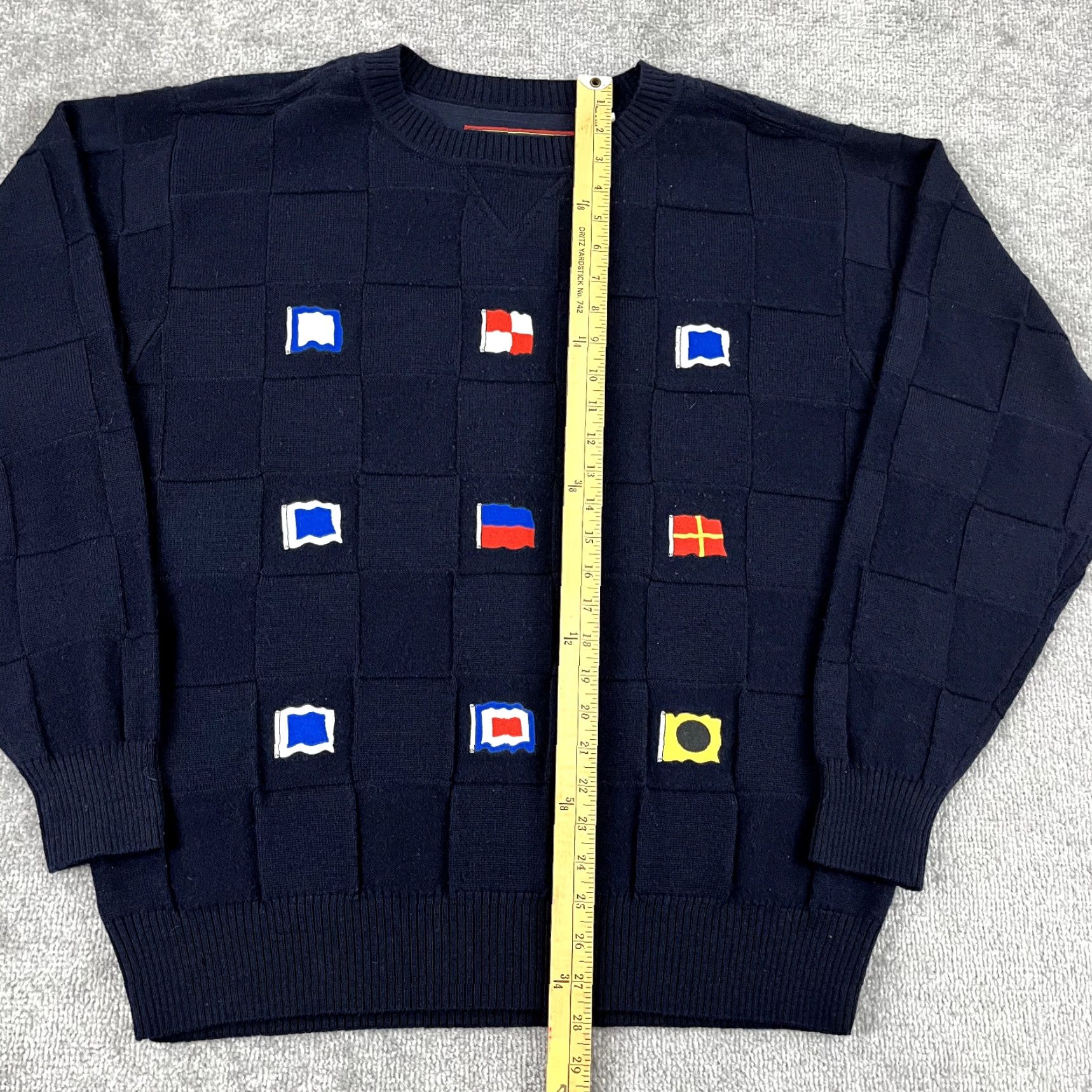 Vintage VINTAGE PUSSER'S Sweater Mens Medium Blue Wool Knit Crewneck Jumper Sailing Flag Size US M / EU 48-50 / 2 - 3 Thumbnail