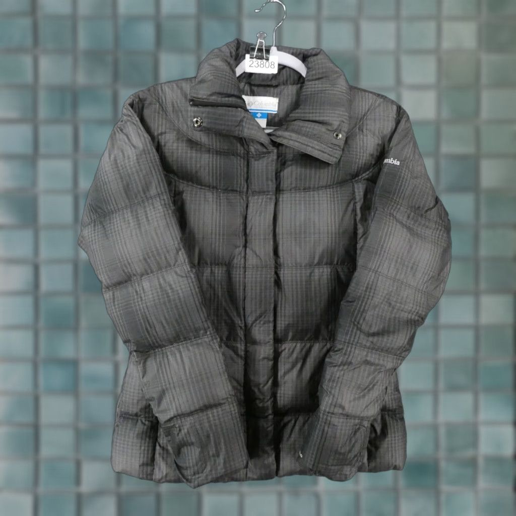 Vintage Columbia Jacket Women S Gray Plaid Lined Down Puffer Full Zip Size S / US 4 / IT 40 - 1 Thumbnail