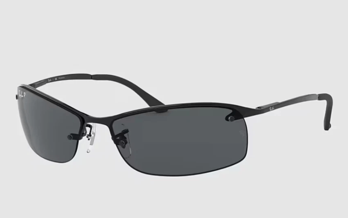 RayBan Ray-Ban RB3183 Polished Black/Grey Polarized Sunglasses Size ONE SIZE - 1 Thumbnail