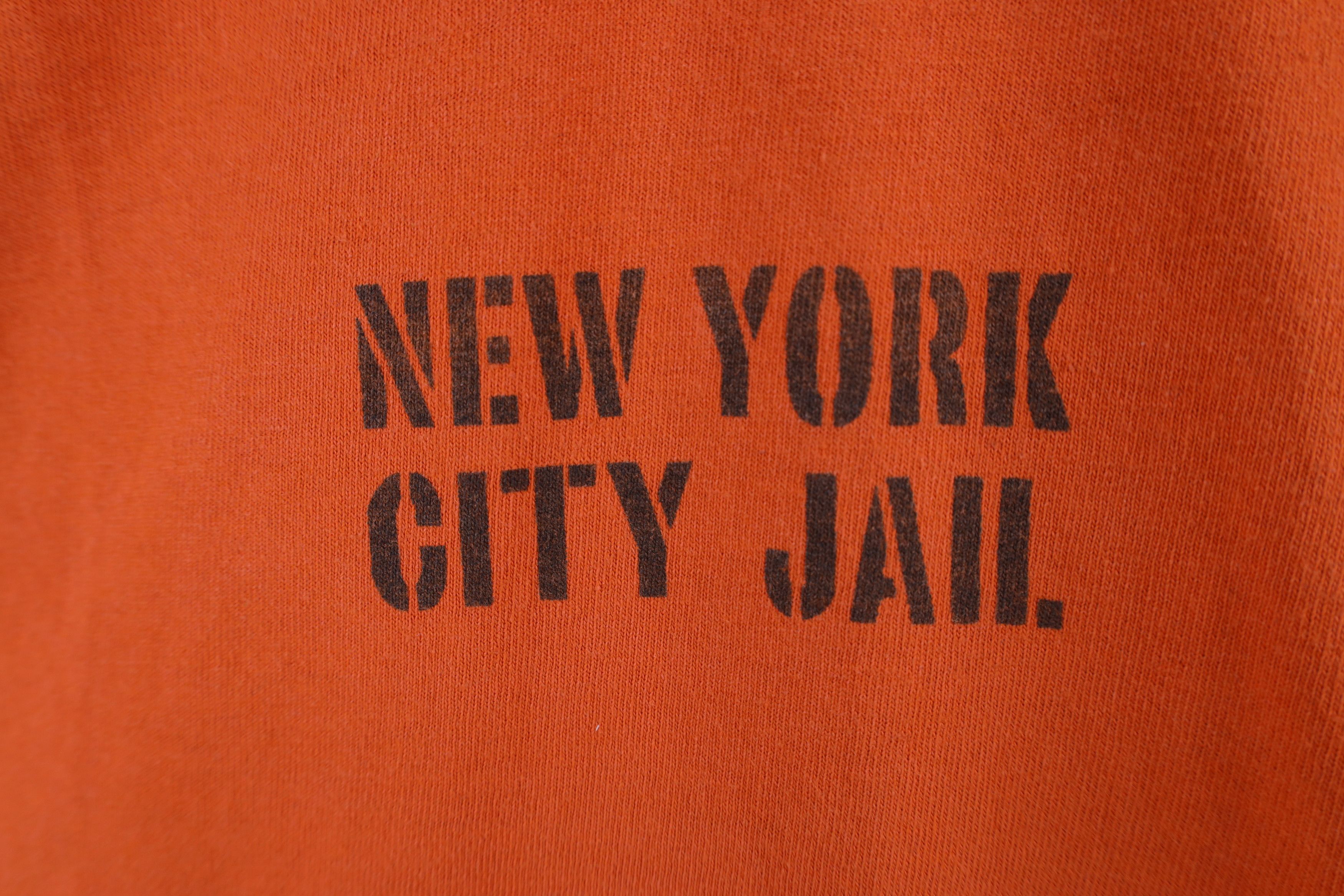 Vintage Vintage 90s Streetwear New York City Jail T-Shirt Orange Size US XXL / EU 58 / 5 - 4 Thumbnail