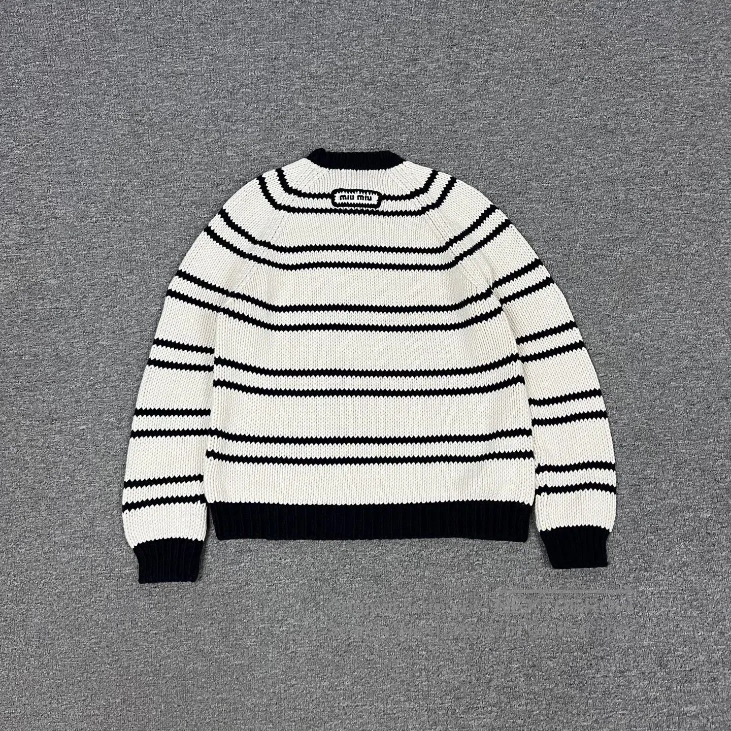 Miu Miu miu miu size 40 Black and white stripes; knitted sweater| Size L / US 10 / IT 46 - 3 Thumbnail